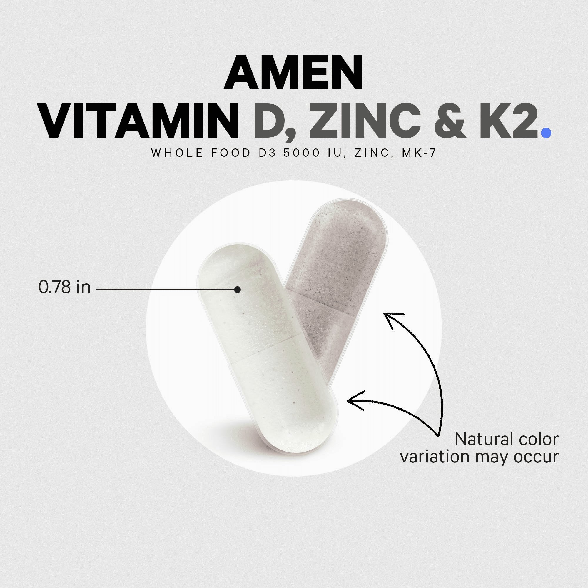 Codeage Amen Vitamin D3 + K2 with Zinc Supplement - Supports Immune System, Bone & Heart Health - for Men & Women - Daily Wellness & Immune Support