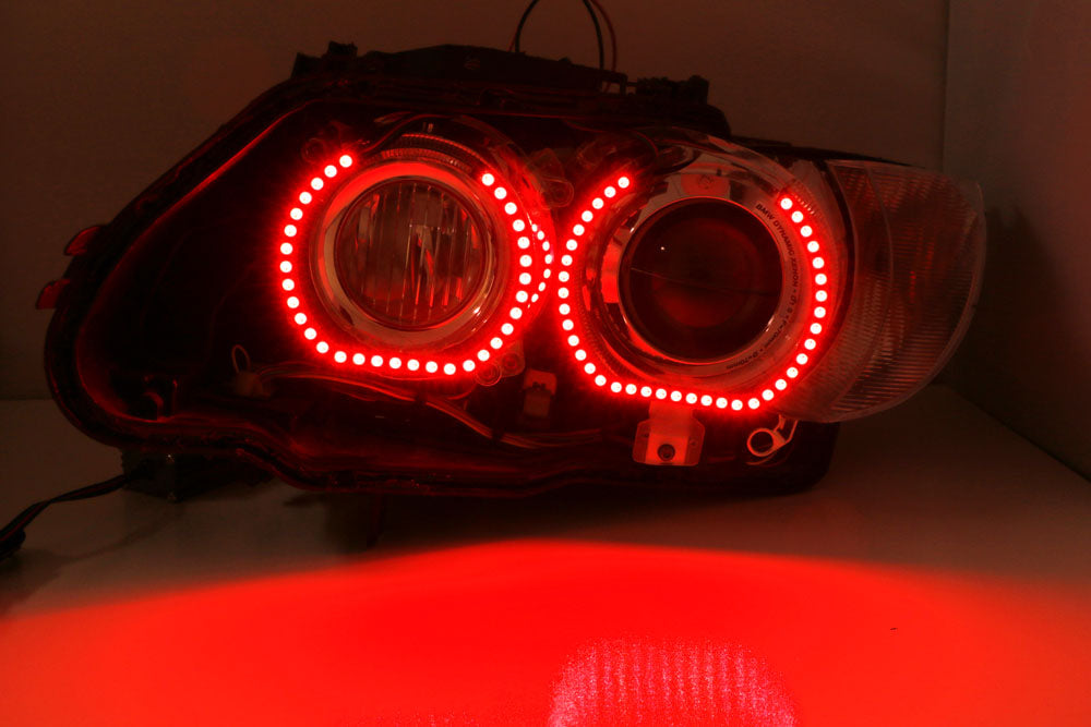 DTM Style RGB Multi-Color LED Angel Eyes Halo Rings for BMW Headlights - Upgrade Your BMW Lighting for Night Driving & Car Shows