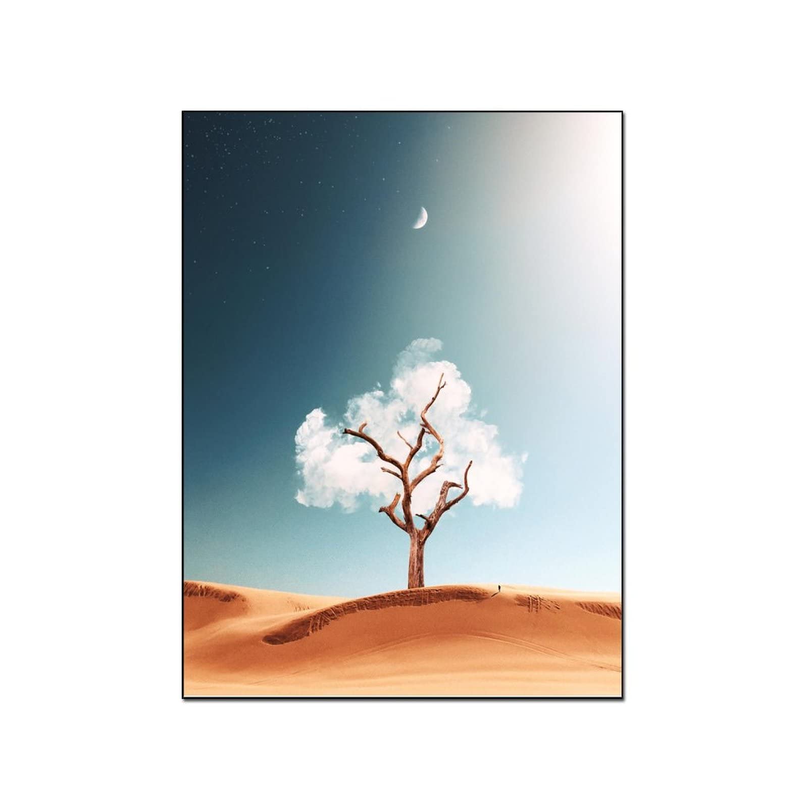 Minimalist Moon and Tree Landscape Poster - 12x16 Inch (30x40cm) Wall Art Print for Bedroom, Living Room & Office Decor - Modern Aesthetic Poster for Home, Dorm or Gift