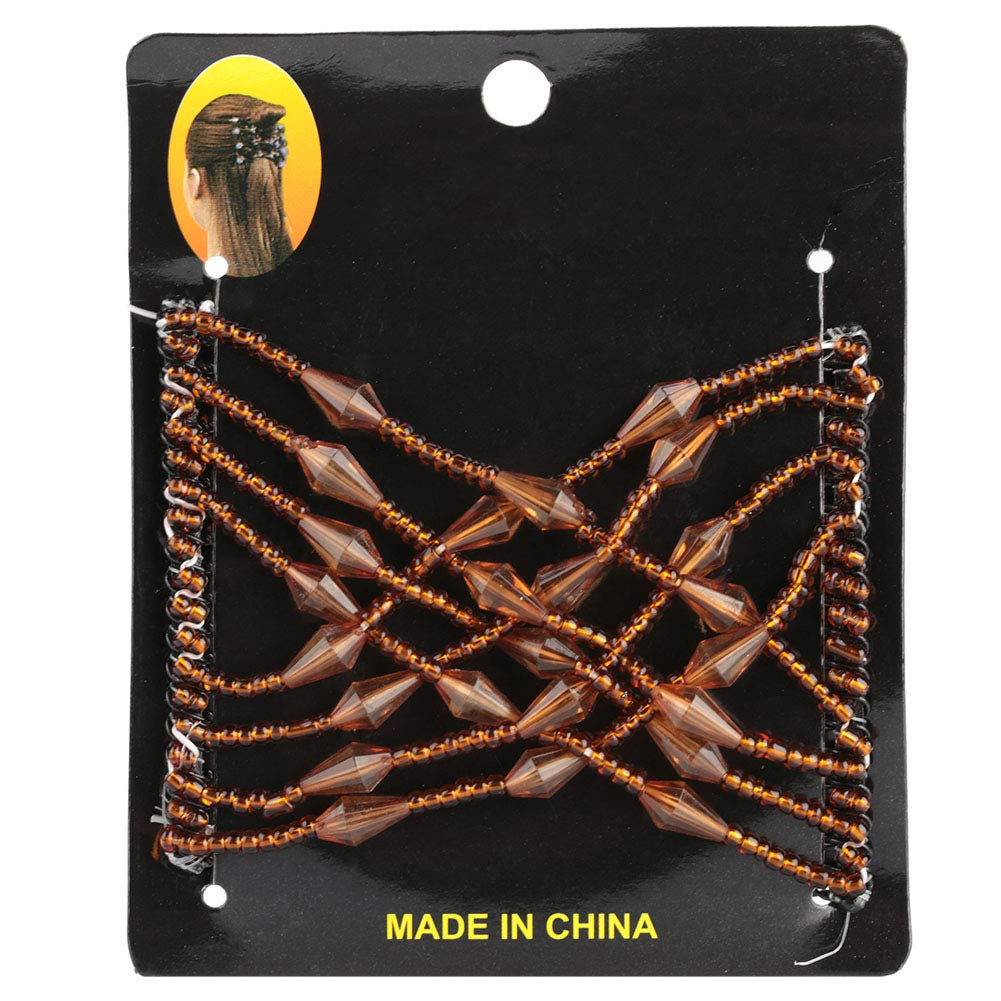 Women's Magic Stretchable Hair Clips with Beads - Elastic Double Hair Clips for Hairstyling, Ponytails & Braids - Perfect for Daily Use, Parties & Weddings