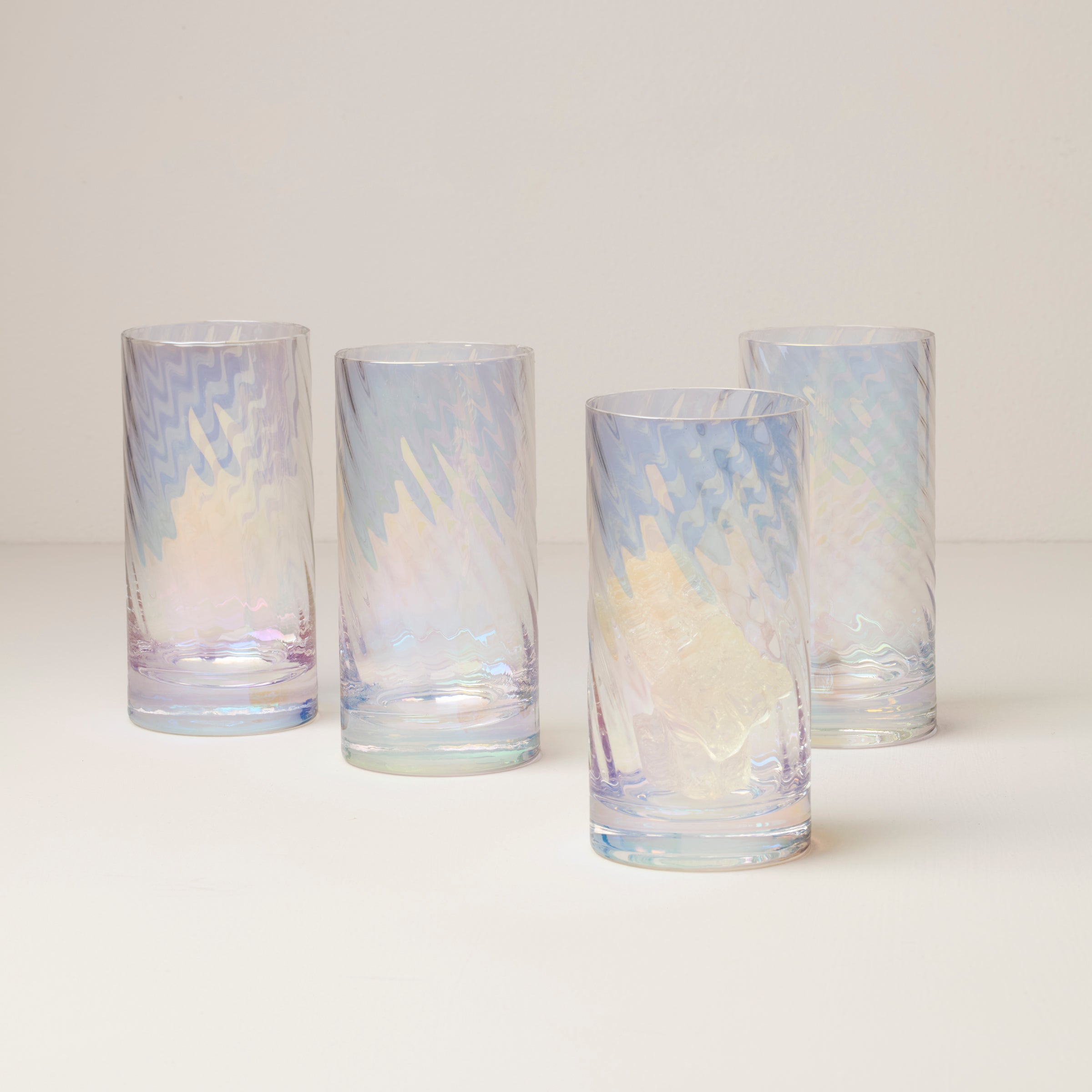 Tuscany Classics Iridescent Highball Glasses Set of 4 - Elegant Drinking Glasses for Cocktails, Juice & Iced Tea - Perfect for Home Bar, Parties & Gifts