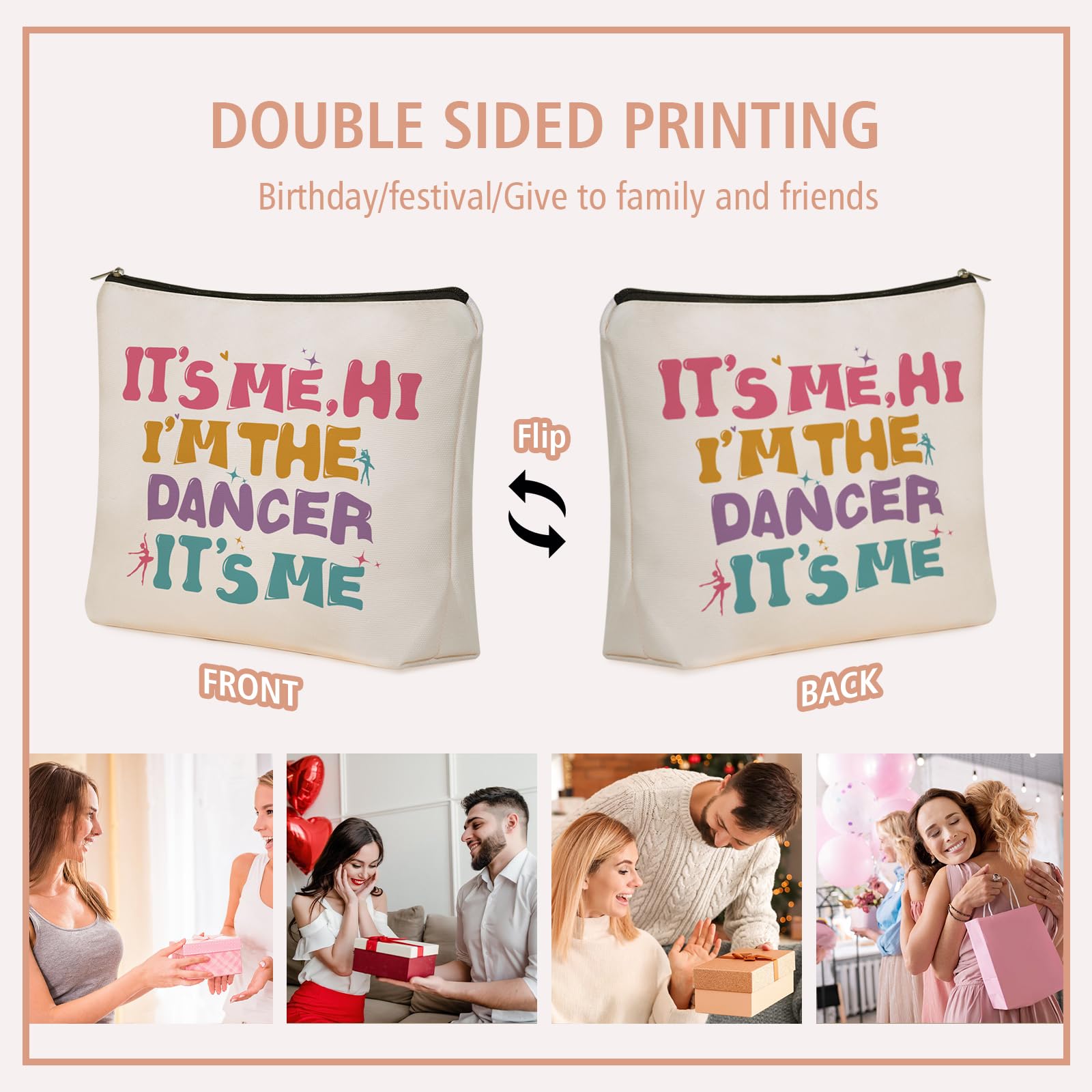 Dancer Themed Makeup Bag - 'Hi I'm The Dancer' Cosmetic Pouch for Travel & Dance Parties | Perfect Gift for Dancers, Daughters, Nieces & Coworkers | Great for Dance Recitals, Travel & Birthday Presents