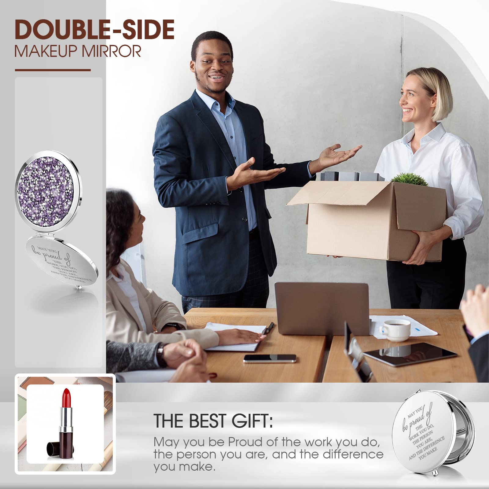 10 Pcs Inspirational Compact Mirrors - Employee Appreciation Gifts for Women, Teachers, Nurses | Travel & Office Use