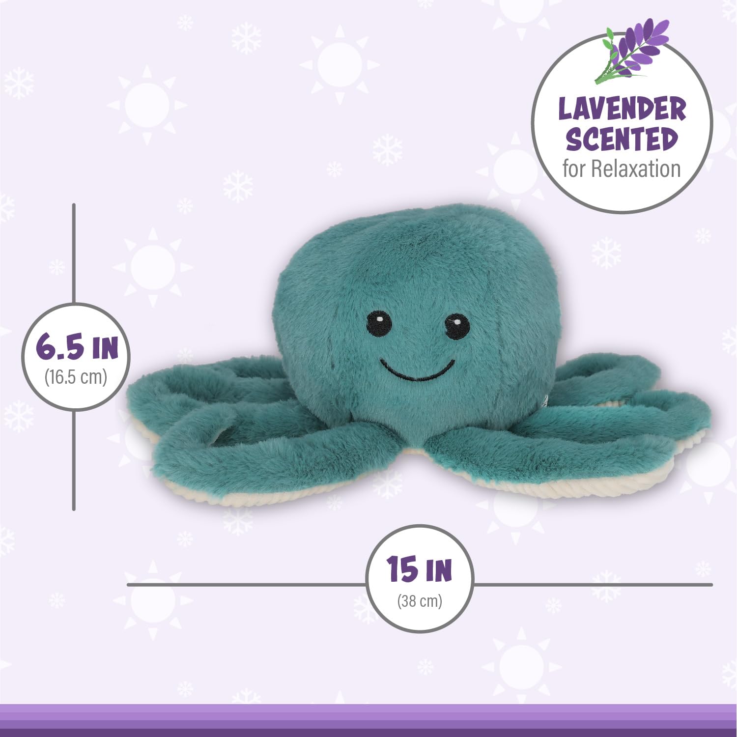 1i4 Group Warm Pals Octopus - Lavender Scented Plush Stuffed Animal Toy | Microwaveable & Coolable for Stress Relief | Perfect for Bedtime Comfort, Anxiety Relief & Kids Sleep Aid