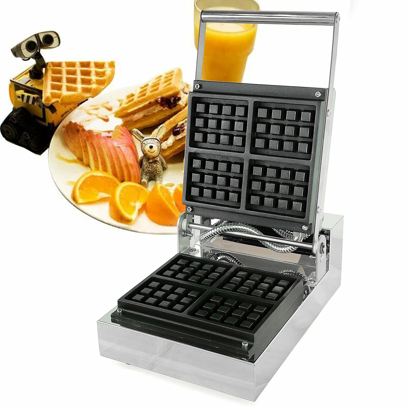 **Commercial Nonstick Waffle Maker Electric - 4 Square Waffle Iron with LED Light, Lightweight & Durable for Home Bakeries, Canteens, Restaurants - Perfect for Breakfast, Brunch, and Catering Events**