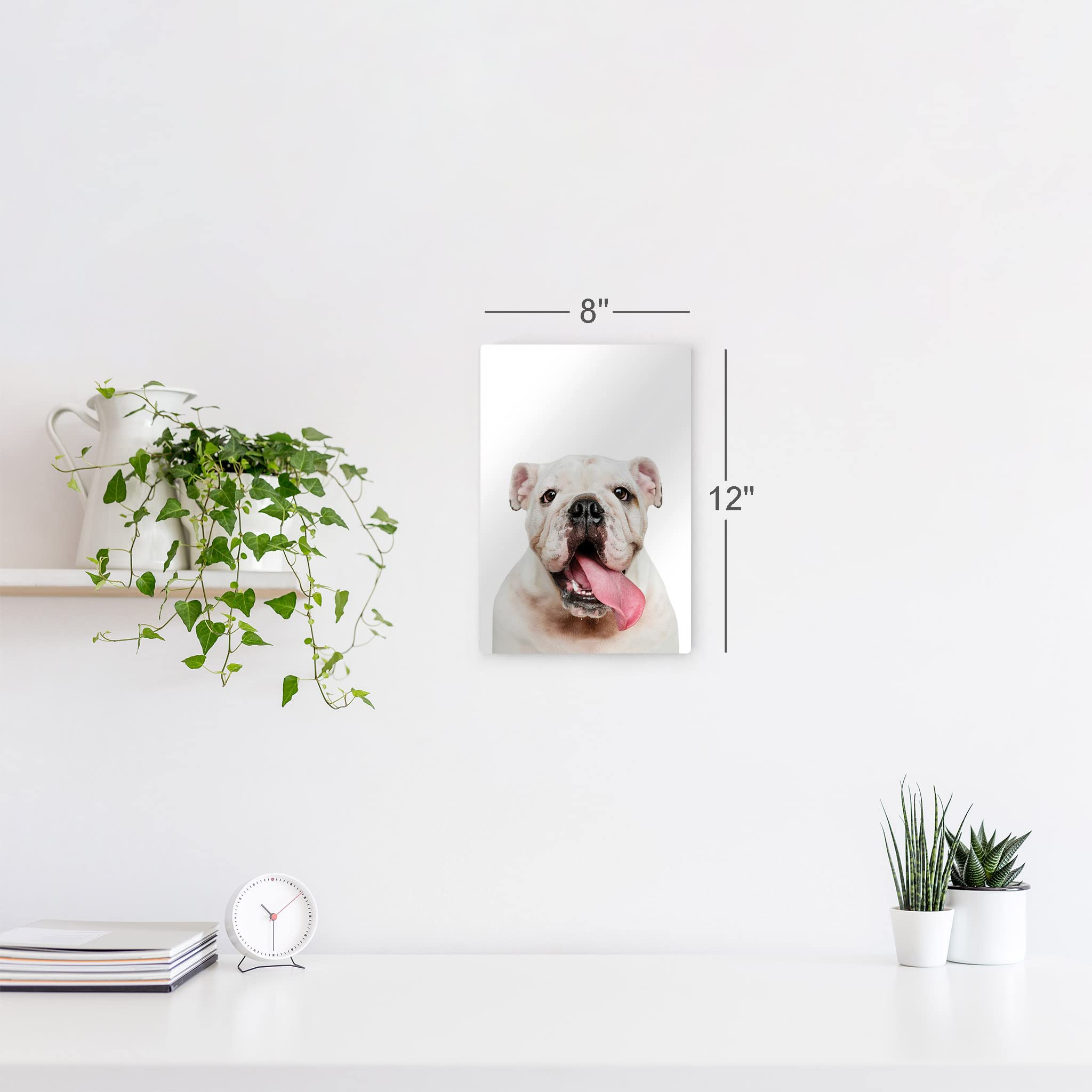 White English Bulldog Portrait Metal Wall Art - Pet Lover Gift for Dog Owners, Mom & Dad - 40x30 Inch Animal Print for Living Room, Bedroom, Nursery Decor - Made in USA | Perfect for Home, Office & Dog-Themed Spaces