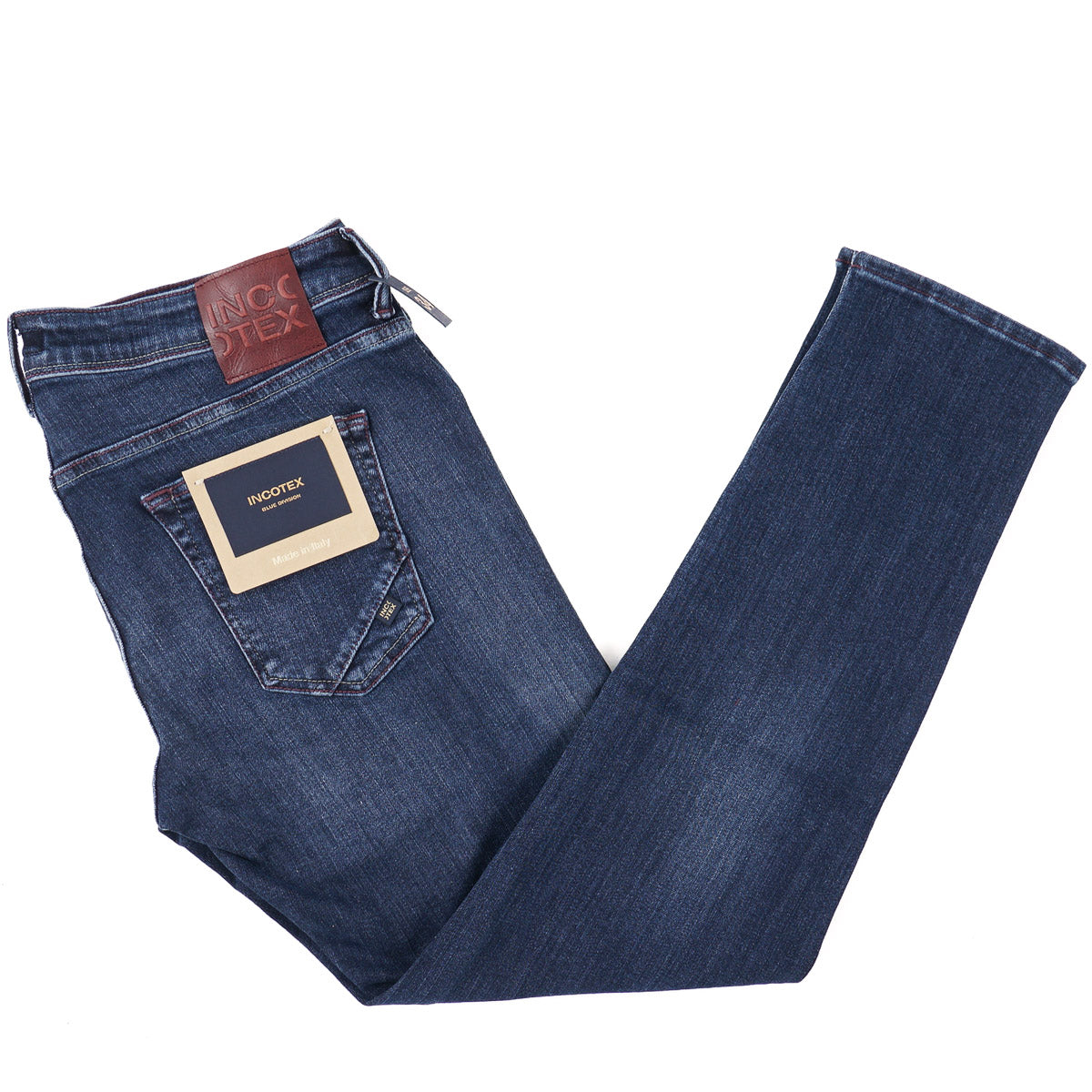 Incotex Slim Fit Dark Blue Denim Jeans for Men - Premium Italian Stretch Denim Pants for Casual Wear & Office Outfits
