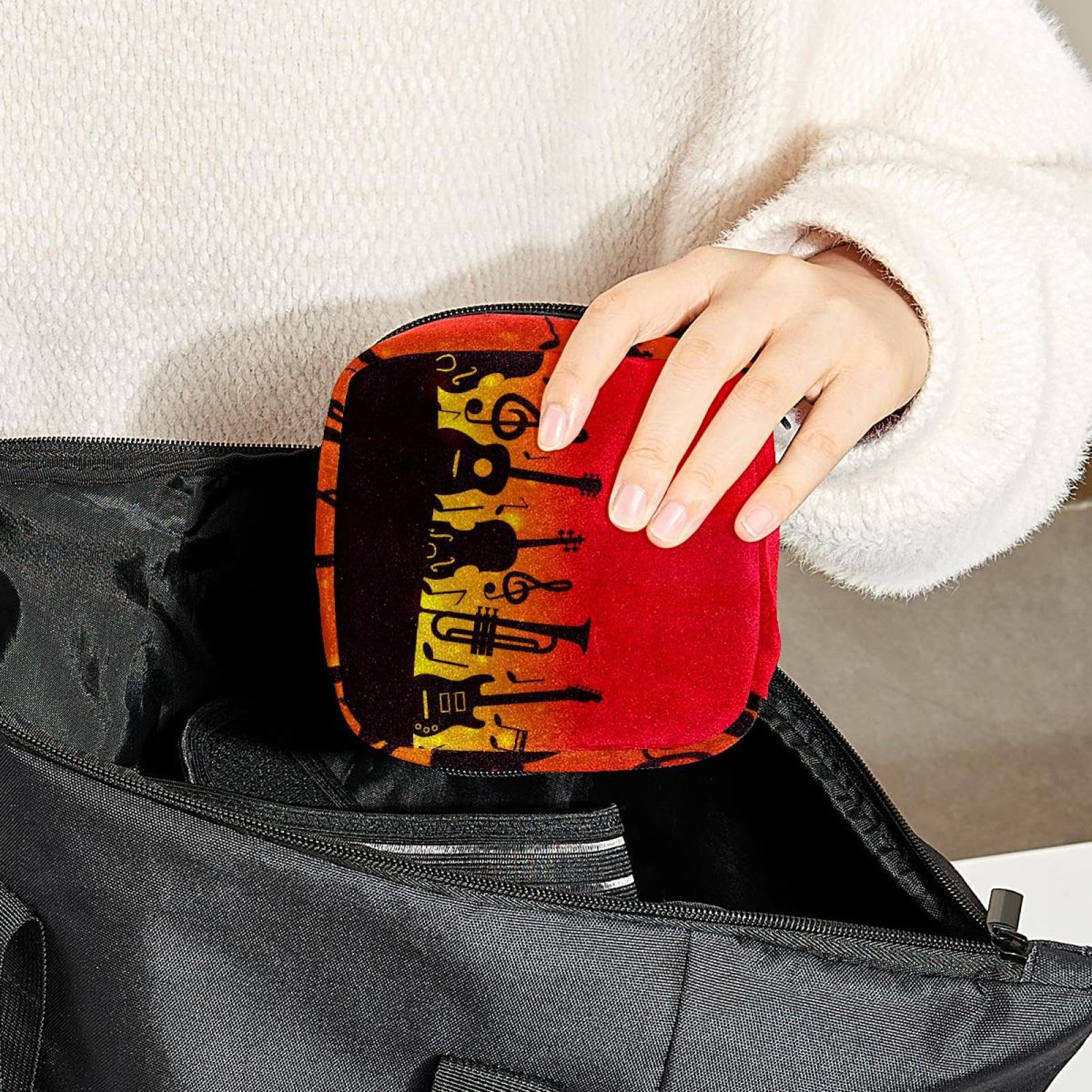 **Menstrual Hygiene Pouch - Portable Organizer Bag for Pads, Tampons & Menstrual Cups - Perfect for School, Work & Travel - Compact Storage for Music Accessories Like Guitar & Violin Picks**