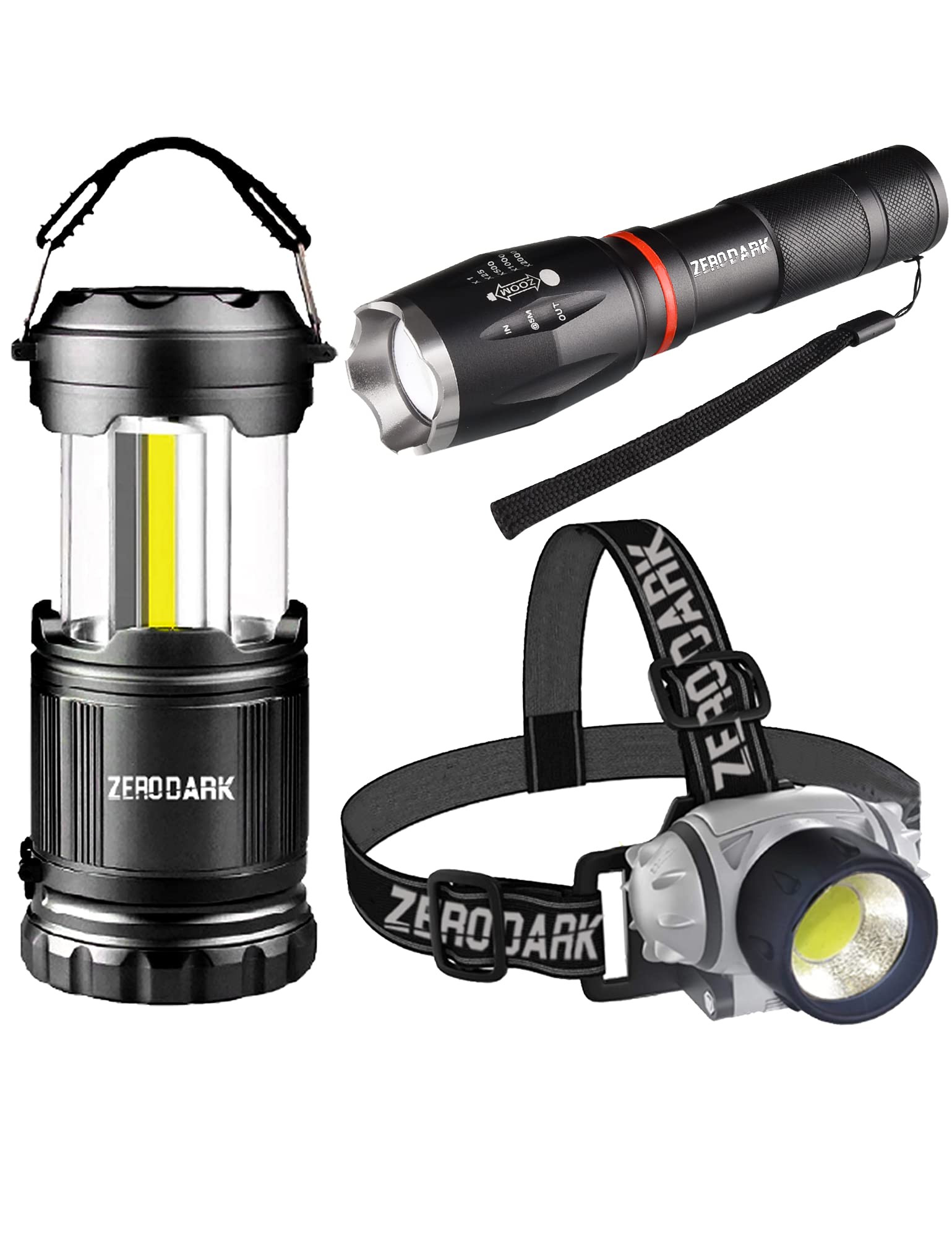 3-in-1 LED Camping Light Set - 1000 Lumens Flashlight, Rechargeable Headlamp & Portable Lantern for Outdoor Adventures, Hiking, Emergency Preparedness & Power Outages