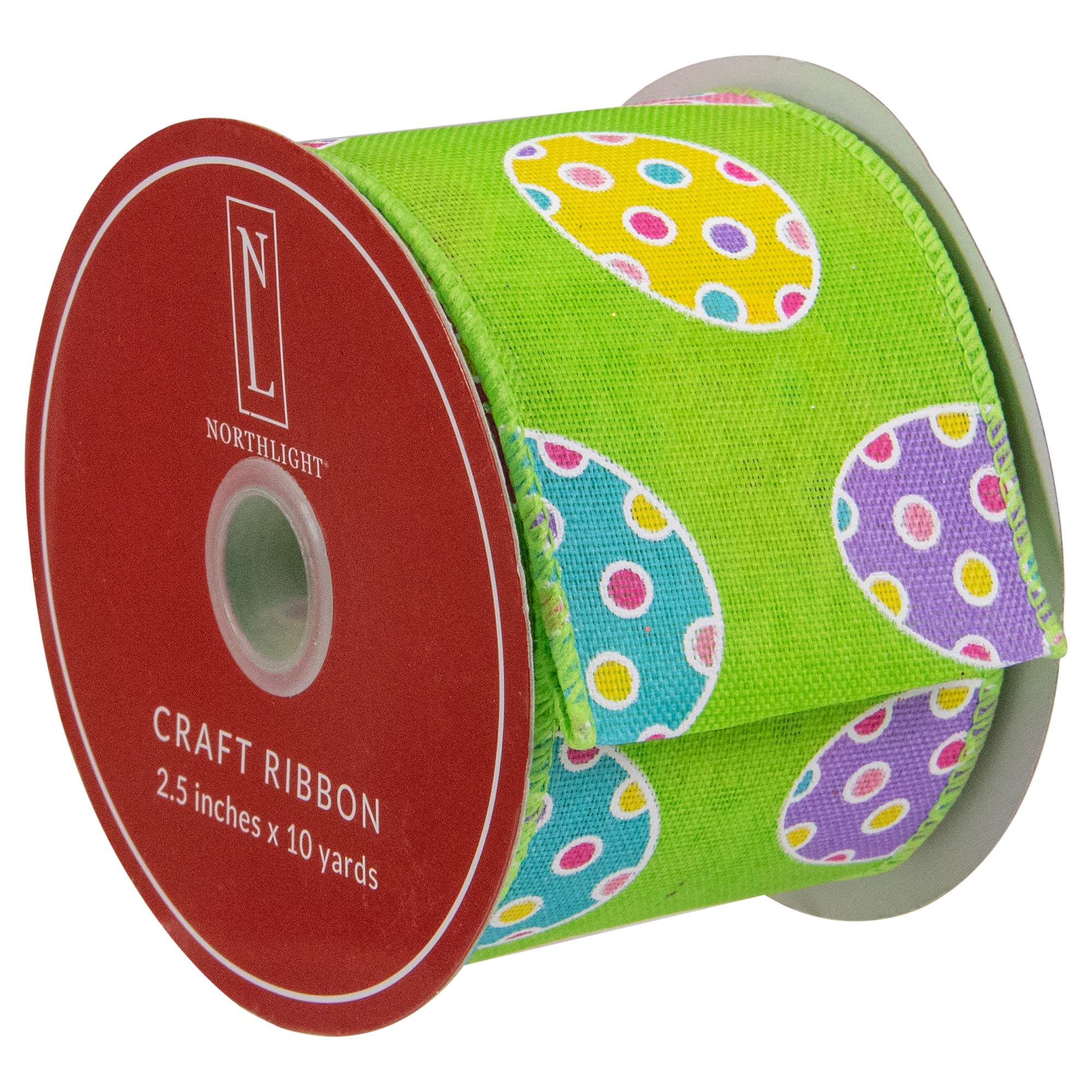 Northlight Easter Egg Design Wired Spring Craft Ribbon - Green Decorative Ribbon for DIY Easter Decorations, Spring Wreaths, Gift Wrapping & Party Decor