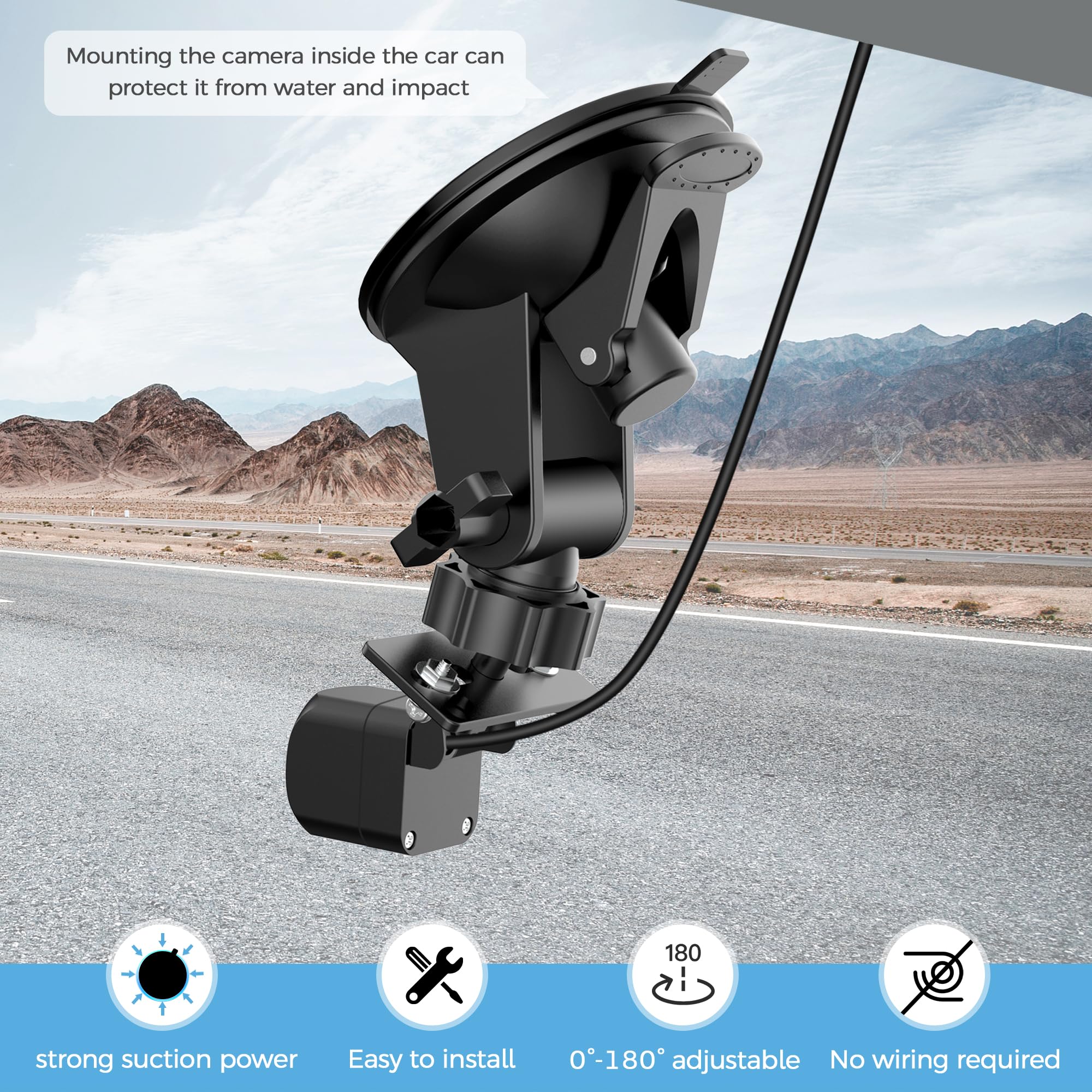 Pixelman Universal Rear Window Camera Mount (2 Pack) - Adjustable Back Windshield Backup Camera Bracket for Dash Cam, Rearview & Reverse Cameras - Perfect for Car Recording, Parking Assistance & Night Driving