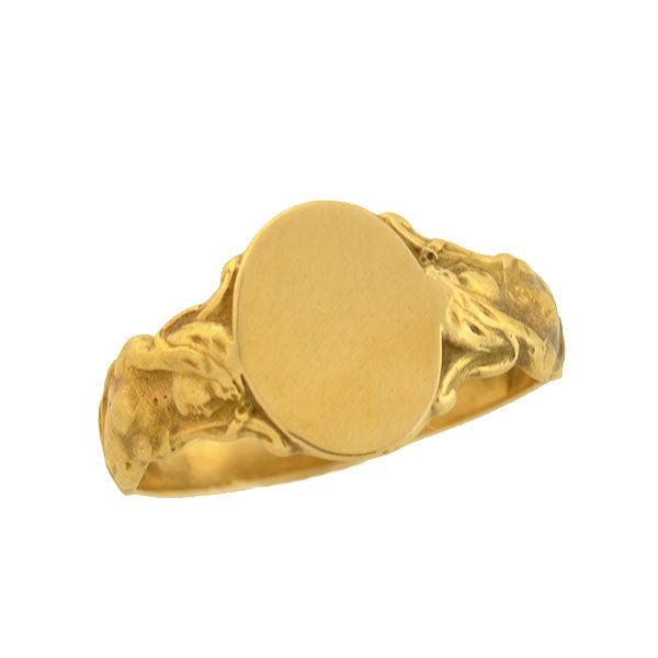 Victorian Style 14kt Yellow Gold Mermaid Signet Ring for Women - Elegant Jewelry Gift for Birthday, Anniversary & Special Occasions