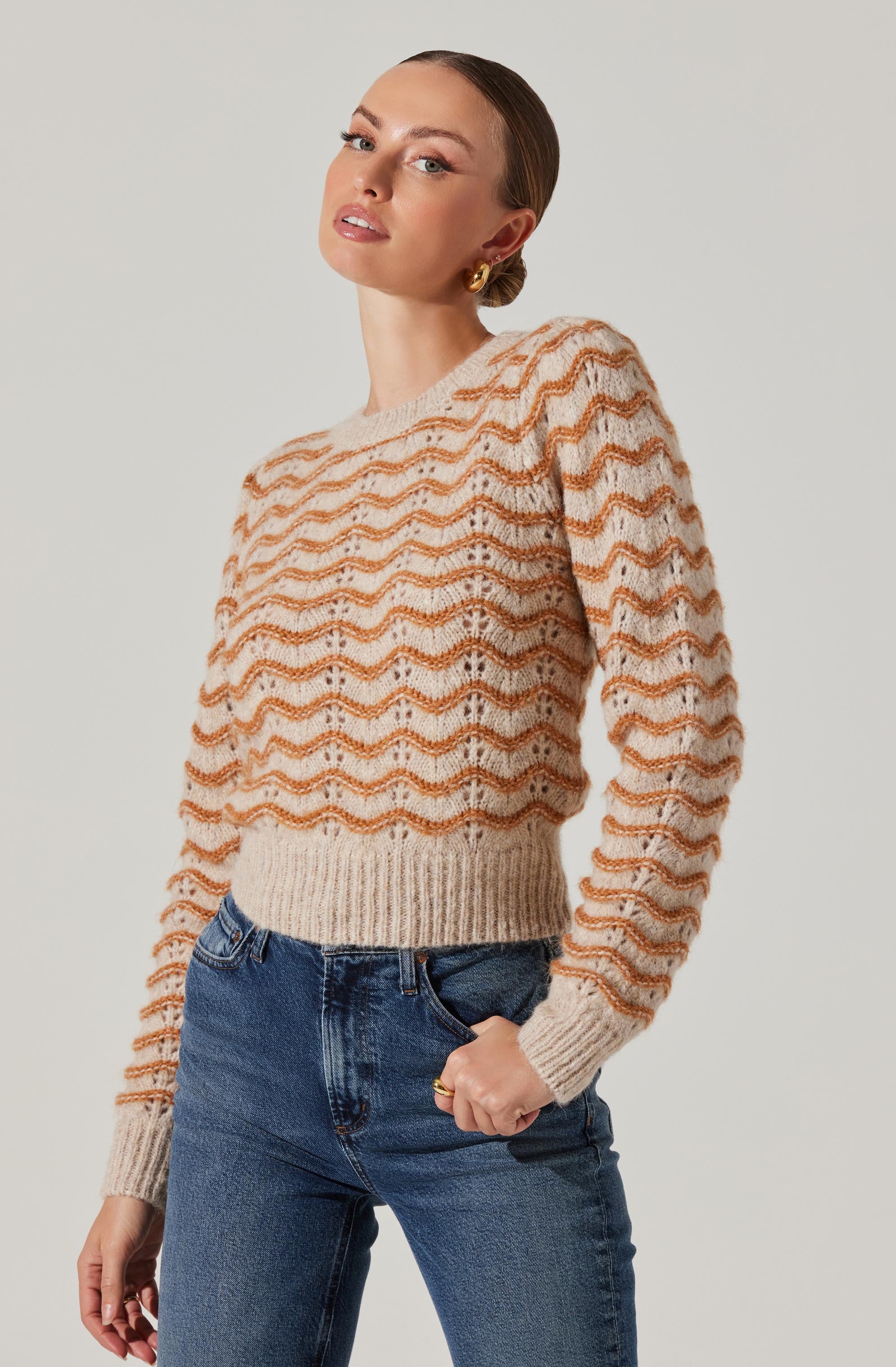 Jaylani Women's Wavy Striped Knit Sweater - Cozy Oversized Pullover for Fall & Winter | Perfect for Casual Outfits, Date Nights and Office Wear