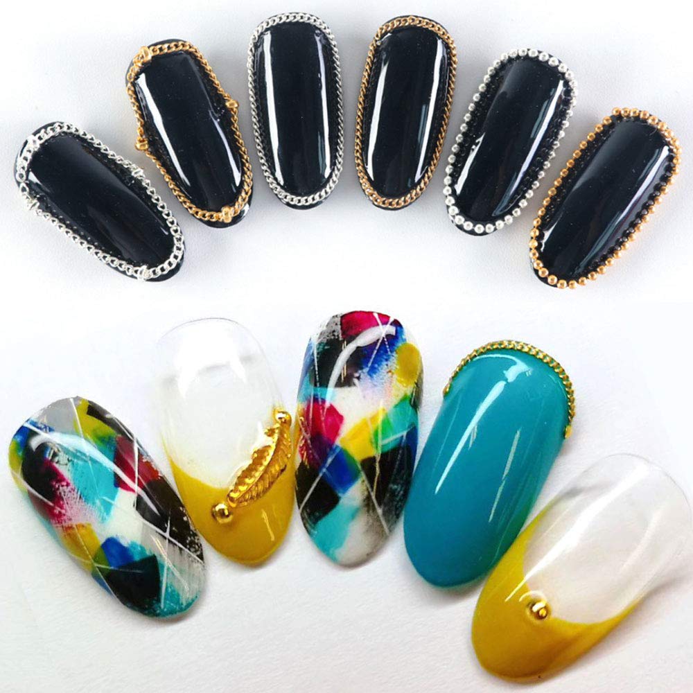 4 Packs 24PCS Gold & Silver Metal Punk Nail Art Chains Charms - 3D Nail Ornaments for Women DIY Manicure Decorations | Perfect for Punk, Gothic, and Party Nail Designs