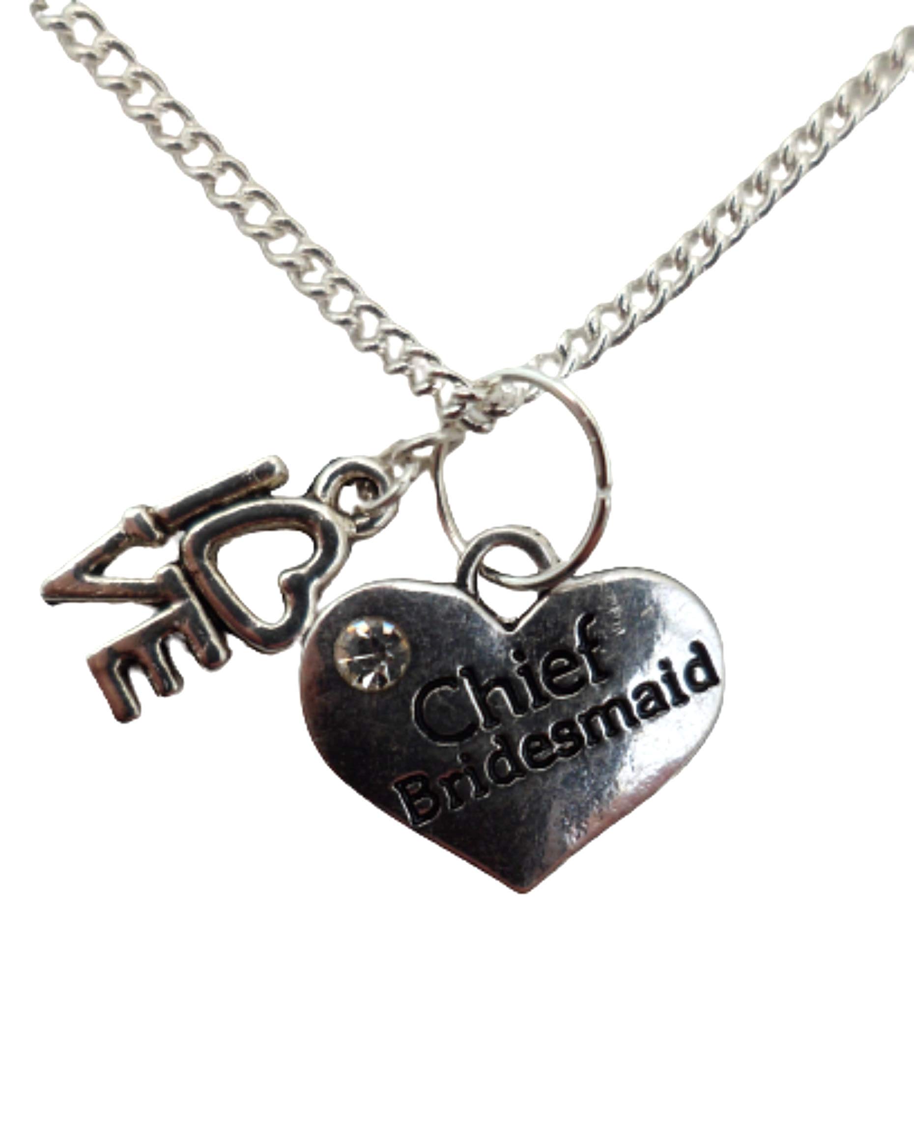 Sterling Silver Plated Bridesmaid Necklace with Heart Gem Charm - Perfect for Weddings, Bridal Showers & Special Occasions