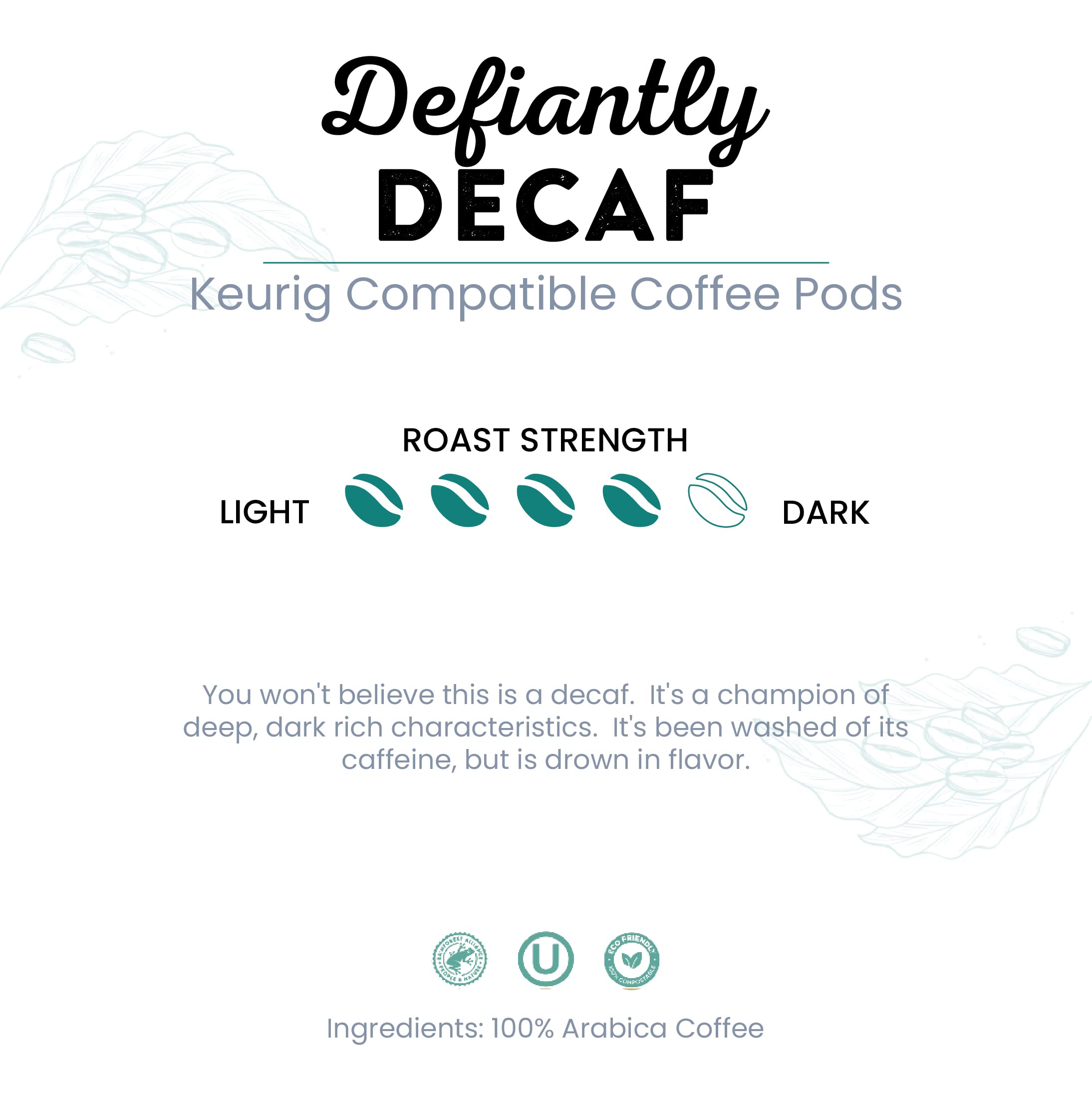 Tayst Coffee Pods - Defiantly Decaf Dark Roast K-Cups | Compatible with Keurig Coffee Makers | Sustainable Single-Serve Coffee Pods (30 Count) | Perfect for Home, Office & Morning Brews