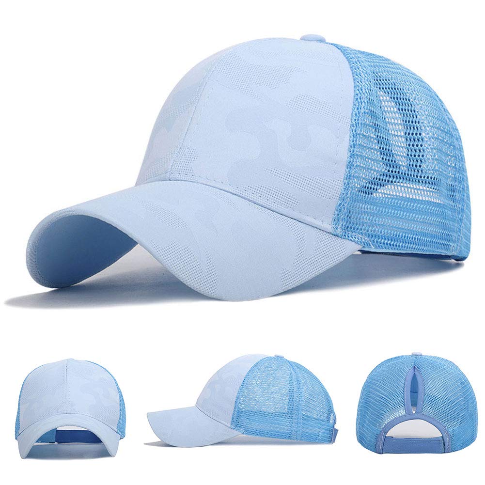 YoungKing Unisex Camouflage Mesh Baseball Cap with Patchwork Design - Adjustable High Ponytail & Messy Bun Hat for Men & Women | Breathable Outdoor Sports Hat for Hiking, Running, Gym Workouts | Trendy Street Fashion Accessory for Summer, Travel & Casual Wear | Perfect for Beach, Concerts & Daily Activities