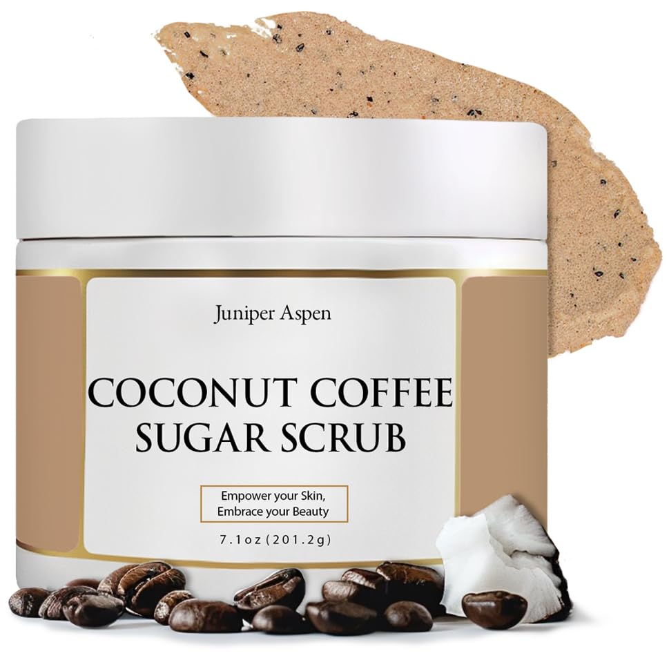 Organic Coconut Coffee Sugar Body Scrub - Foaming Exfoliator for Moisturizing Skin on Body, Hands & Feet - Oatmeal Extract Enriched Bath & Shower Scrub for Soft, Smooth Skin | Perfect for Spa Day, Self-Care Routine & Dry Skin Treatment