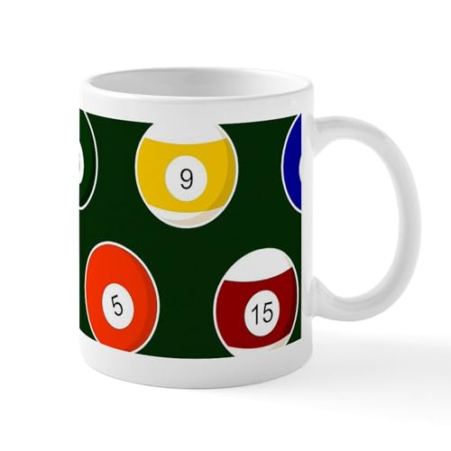 White - Green Pool Ball Billiards Pattern Mugs