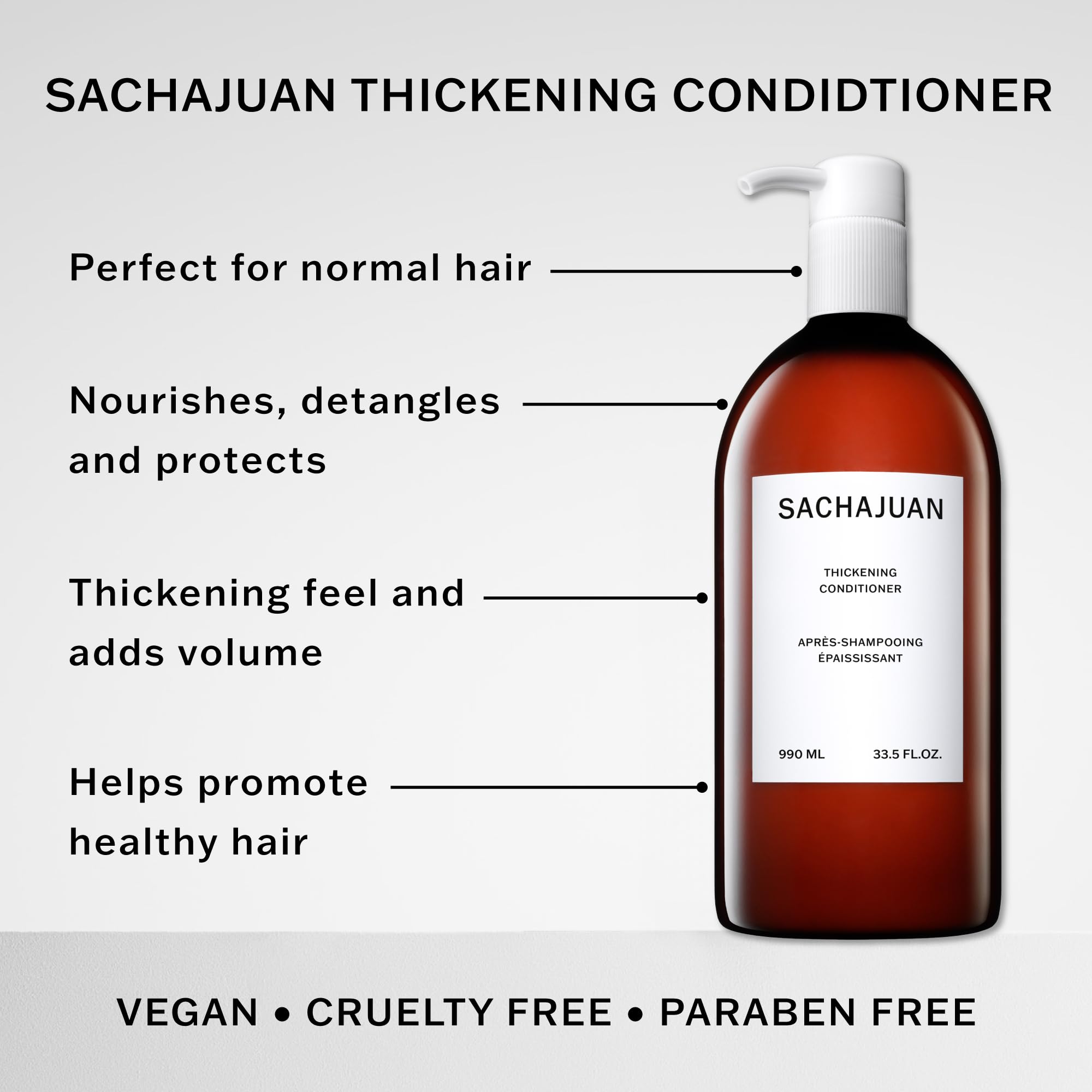 SACHAJUAN Thickening Hair Conditioner for Volume & Shine - Heat & UV Protection, Paraben-Free - Perfect for Fine, Flat Hair & Daily Styling Protection