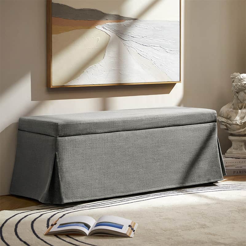 Zenobia Bench with Hidden Shoe Storage & Removable Slipcover - Entryway Seating with Storage for Shoes, Hats & Accessories - Perfect for Hallway, Bedroom or Mudroom Organization