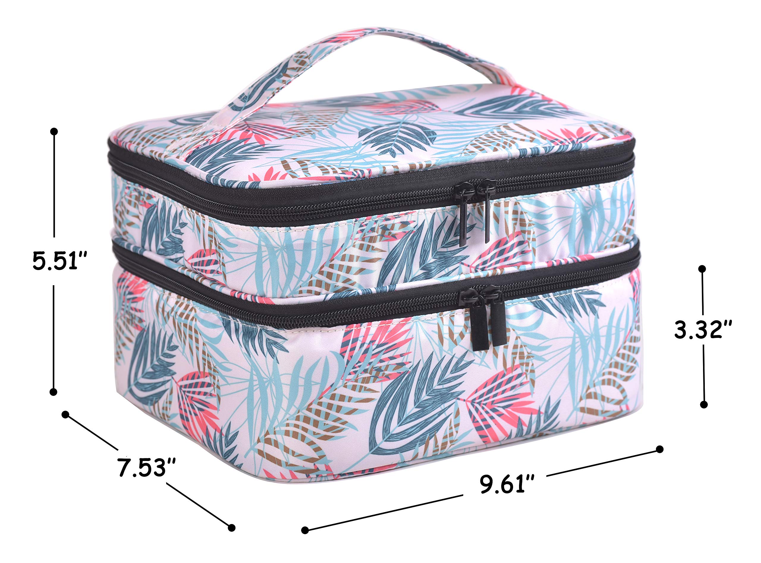 30 Bottles Double Layer Nail Polish Organizer Case with Handle - Portable Nail Varnish Storage Bag for Salon & Travel - Perfect for Nail Technicians & DIY Manicures at Home (Leaf Design)