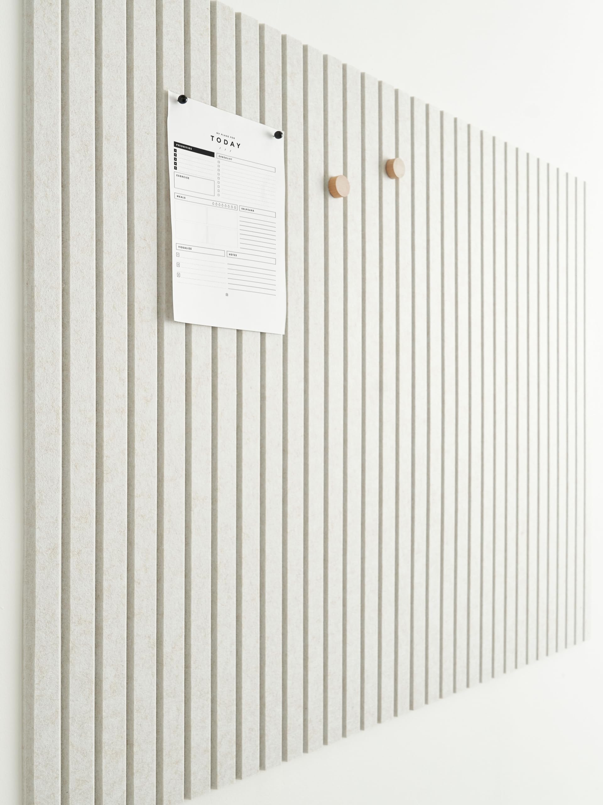 Premium Large Cork Bulletin Board for Walls - 12-Pack Black Felt Office Organizer with Push Pins, Slat Wall Paneling Tiles for Home & Office Decor (Ivory Tan) - Perfect for Memo Boards, Vision Boards & Office Organization