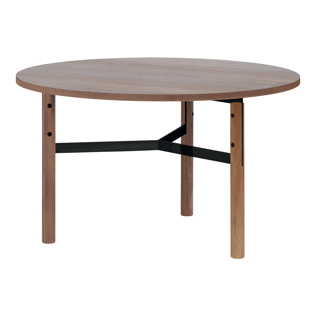Modern Round Beam Dining Table - Solid Wood Kitchen Table for 4-6 People - Perfect for Small Spaces, Breakfast Nook & Cozy Family Meals
