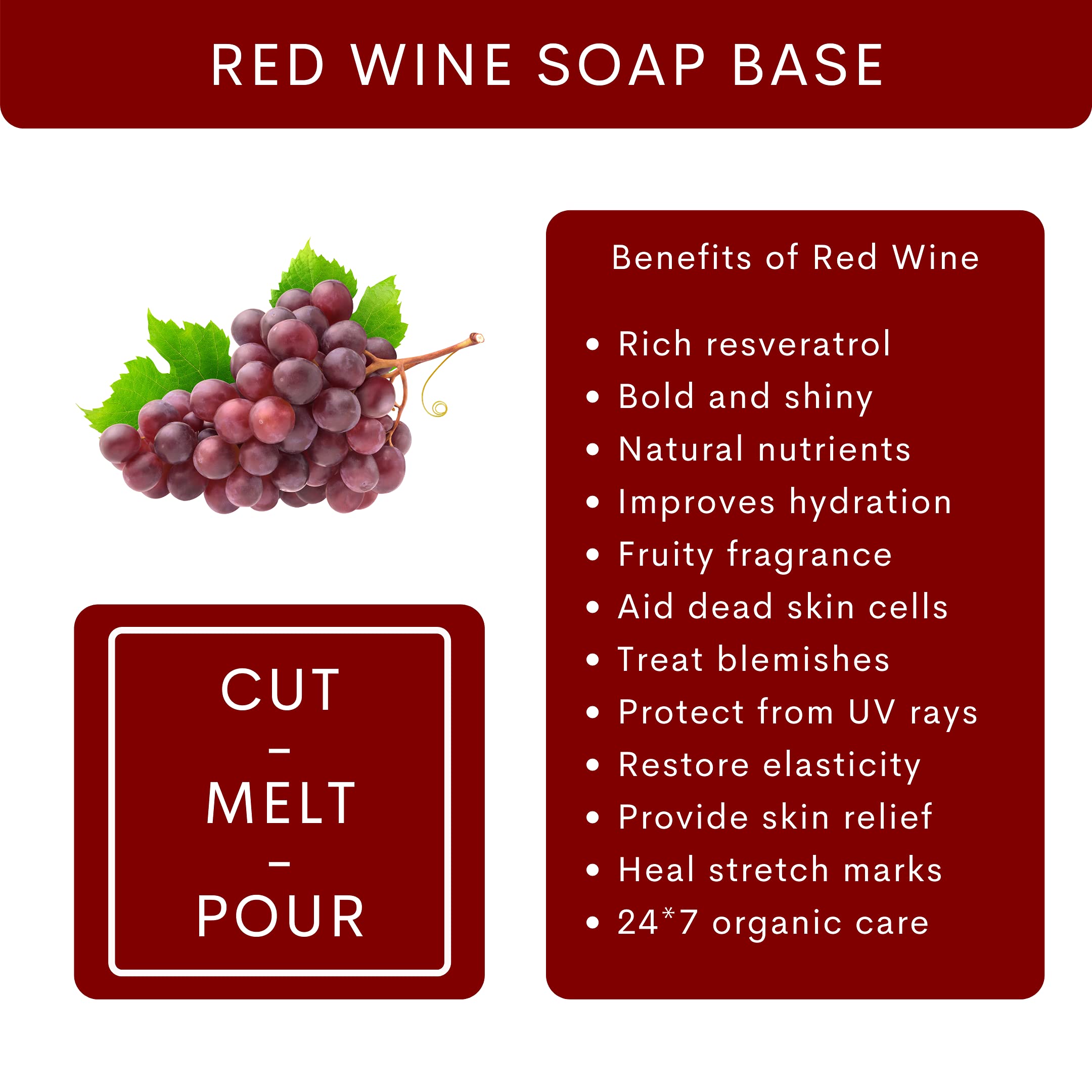 VEDANUM Ultra Premium Red Wine Melt and Pour Soap Base - 500g Sulfate & Paraben Free for DIY Soap Making | Handmade Glycerin Soap Supplies | Perfect for Spa, Gifts & Home Use