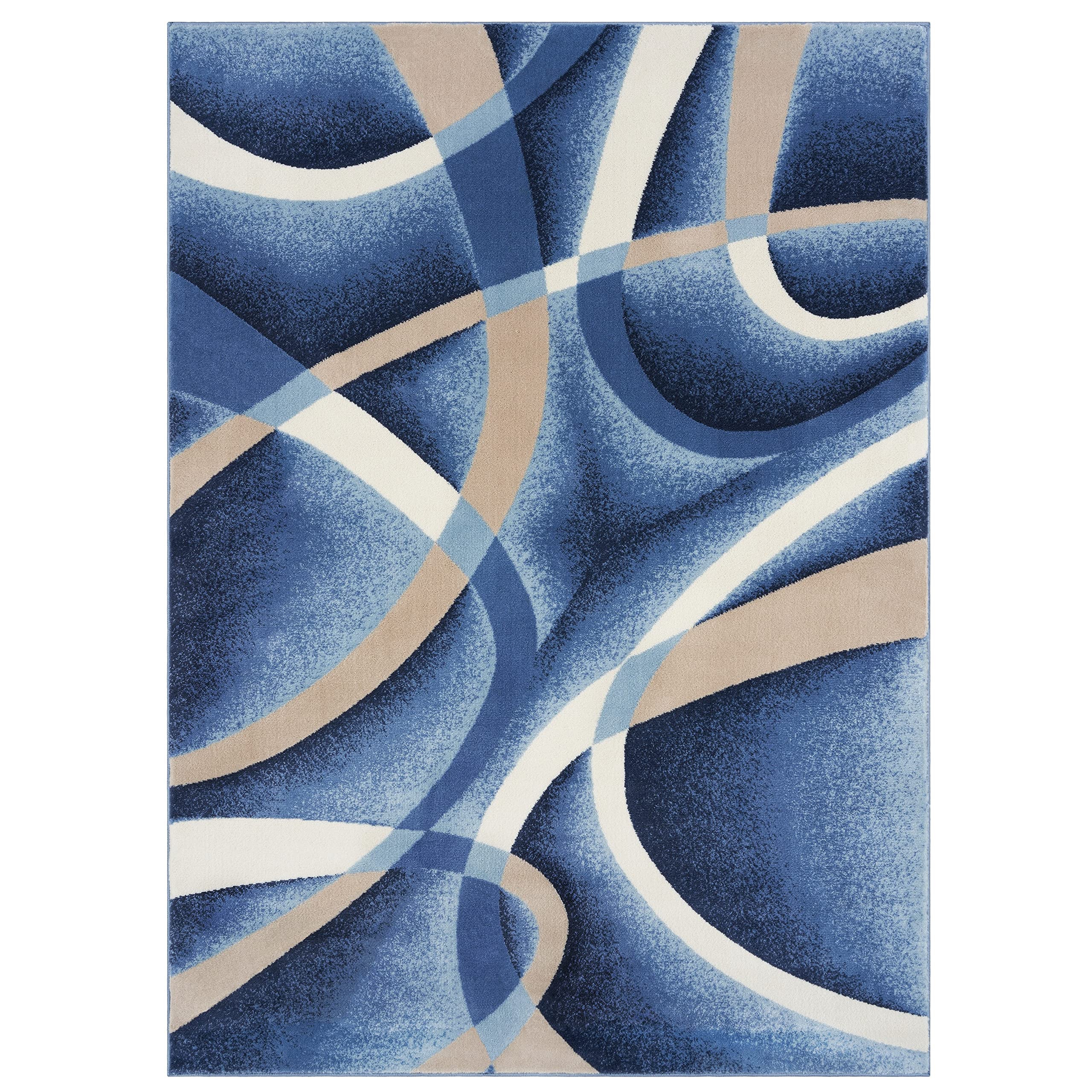 2305 Geometric Abstract Blue 2x3 Area Rugs for Entryway - Non-Slip Modern Floor Mat for Living Room, Bedroom & Hallway Decor