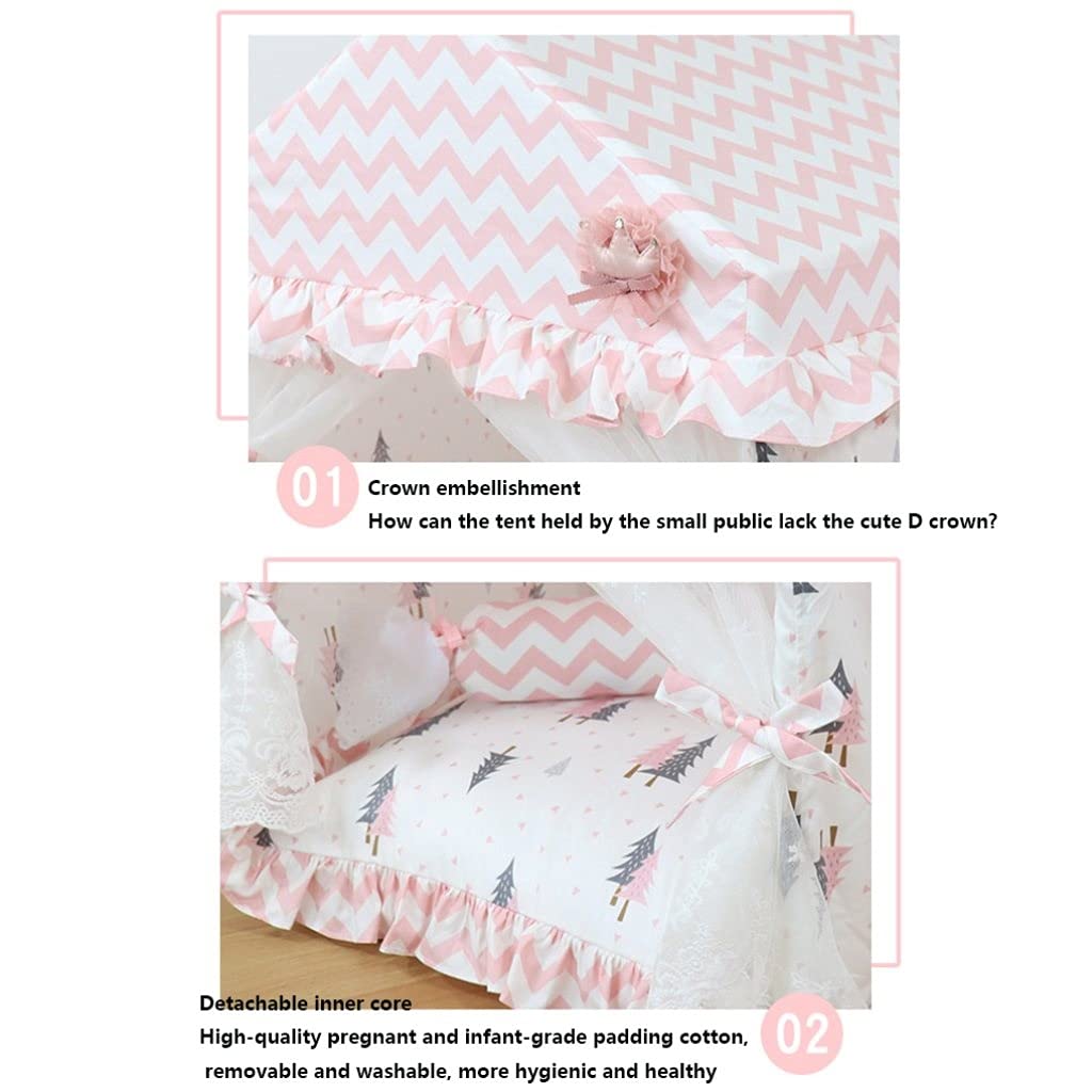 Princess Cat Bed & Puppy Sofa Bed - Elevated Pet Bed for Dogs & Cats, Warm & Cozy for Winter, Removable Washable Kennel with Star Light Design (Pink, Size S) - Perfect for Indoor Pet Lounging & Sleeping