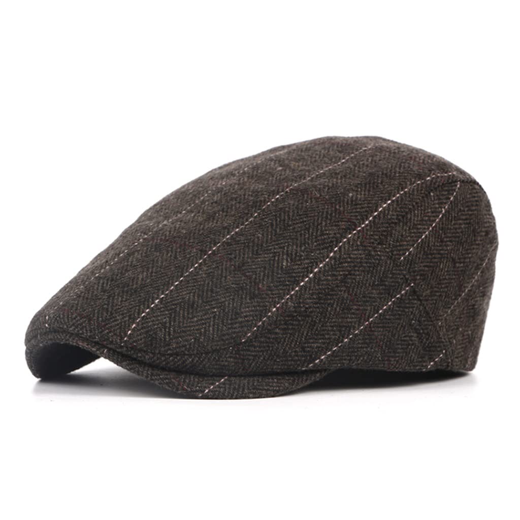 Fashion Beret Hat for Men & Women - British Retro Plaid Flat Cap, Cotton Adjustable Driver Hat, Unisex Duckbill Cap for Autumn & Winter (Color: B, One Size) - Perfect for Casual Outfits, Driving & Outdoor Activities