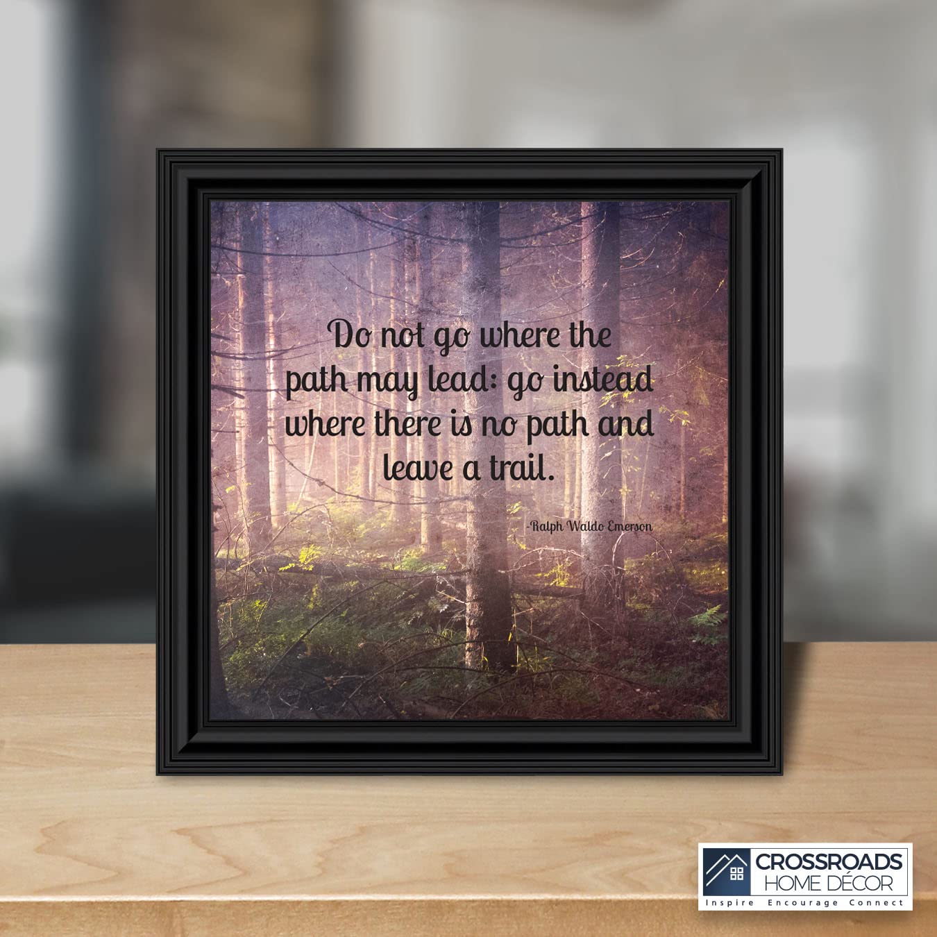 Motivational & Inspirational Wall Art - Emerson 'Do Not Go Where the Path May Lead' Framed Quote Print (8750B) - Perfect for Office Decor, College Graduation Gifts, High School Graduation Presents - Ideal for Home, Office, or Classroom Motivation
