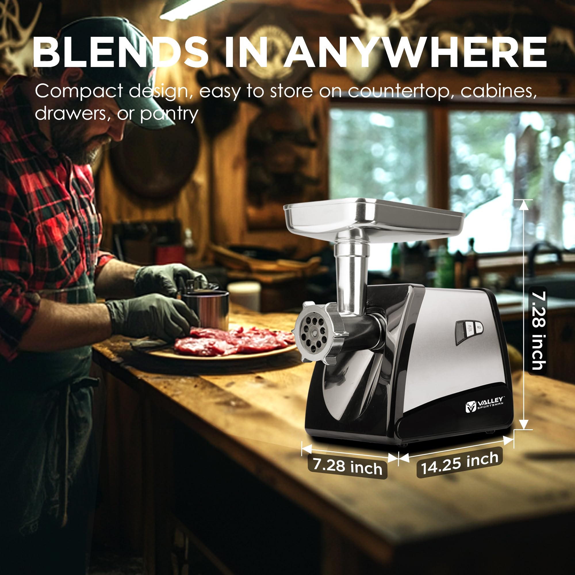 2-in-1 Electric Meat Grinder & Sausage Stuffer Machine - 0.75HP 575W Heavy Duty Meat Mincer with 3 Grinding Plates, Stainless Steel Blade & Sausage Tube - Includes 2 Meat Claws - Perfect for Home Kitchen, BBQ, Hunting & Sausage Making