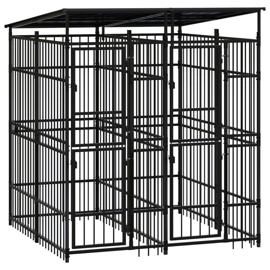 Large Dog Kennel with Lockable Door - Steel Outdoor Crate for Training & Play in Garden