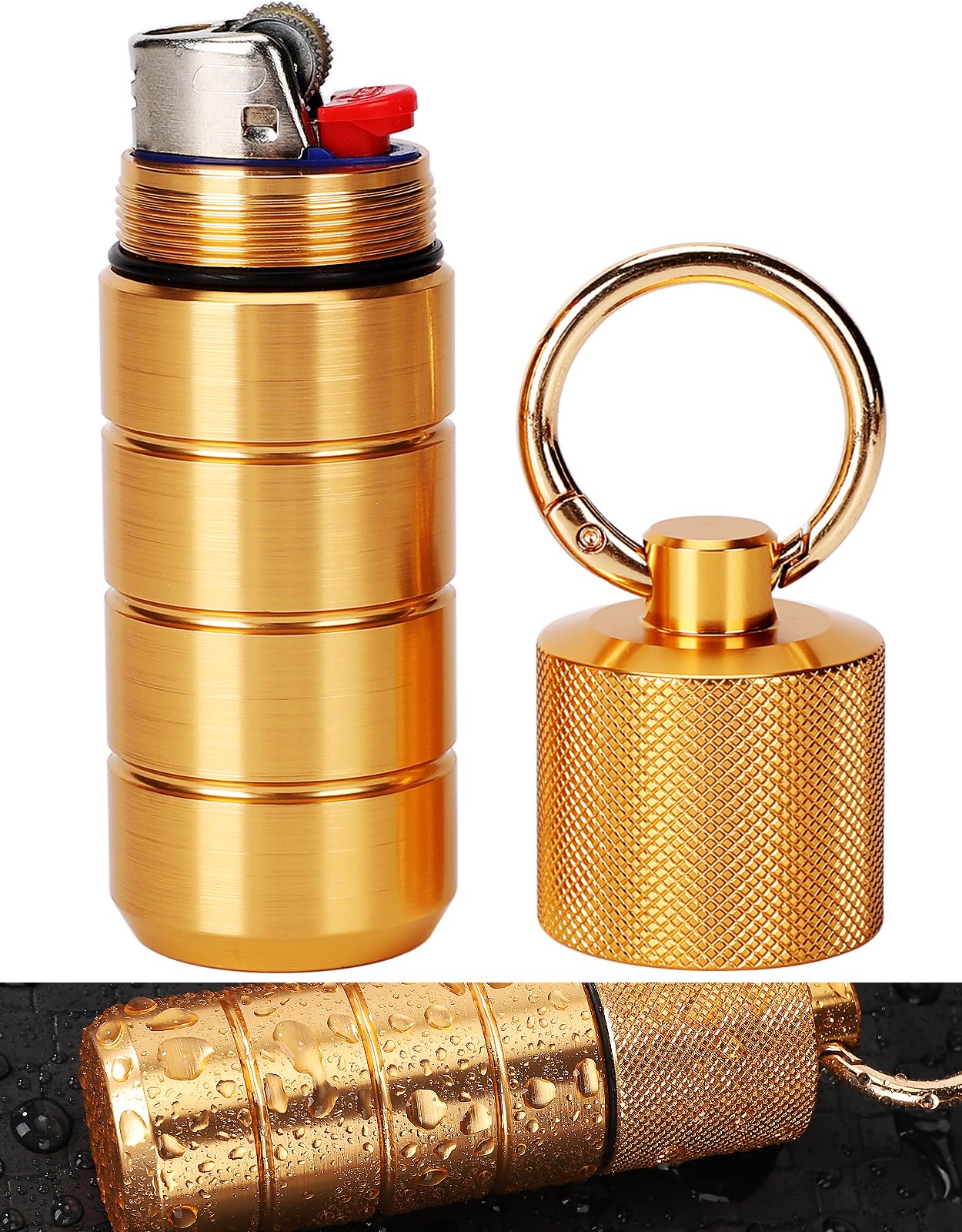 Waterproof Lighter Case Cover for BIC Regular Lighters - Gold Sleeve Type J6 | Outdoor Survival Gear for Hiking, Camping, Travel & Emergency Preparedness | Durable Lighter Pouch for Windproof Protection & Adventure Essentials