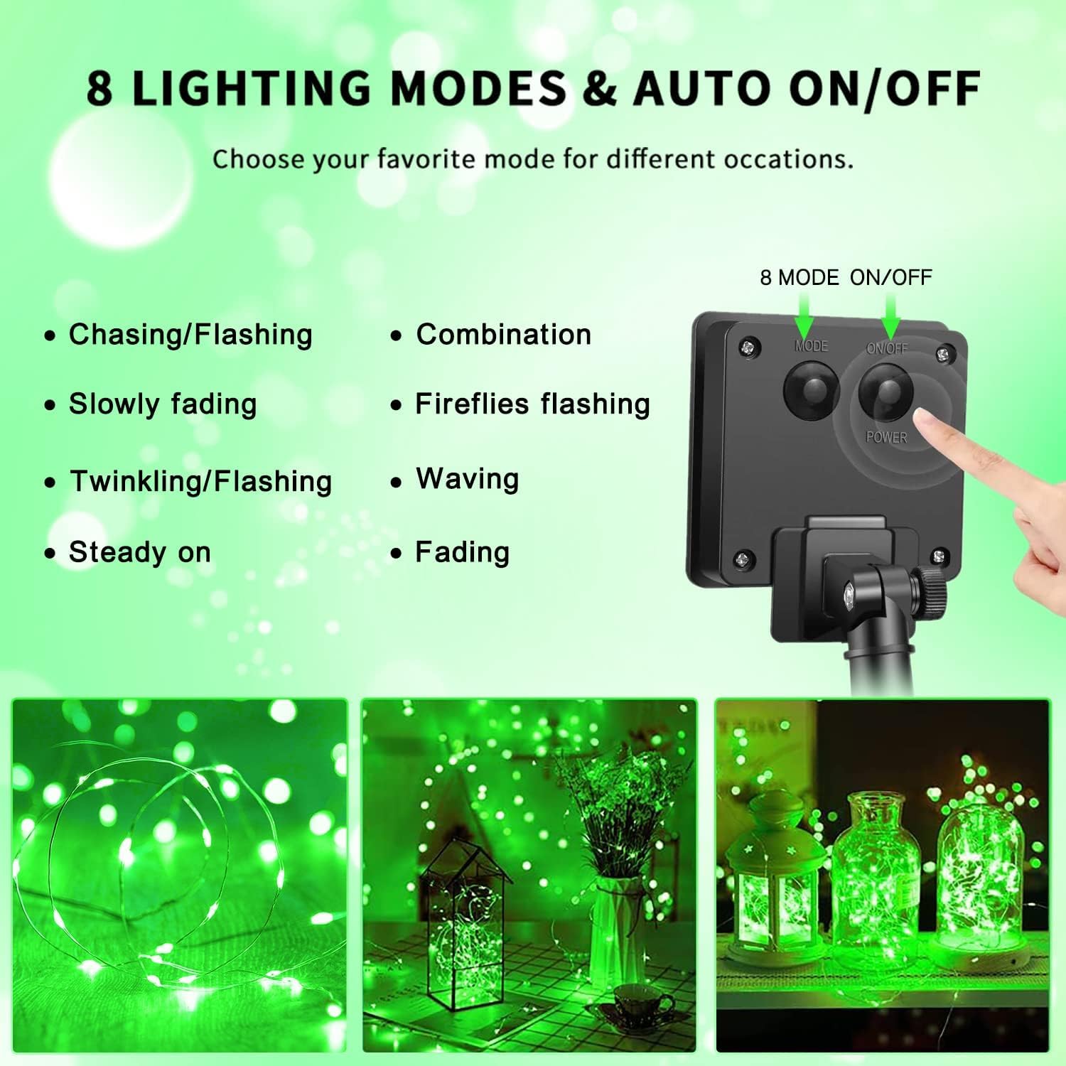 JMEXSUSS 2 Pack 33ft 100 LED Solar Fairy Lights - Waterproof Outdoor String Lights for Garden, Patio, Tree Decor - St Patrick's Day Party Decorations - Perfect for Backyard, Wedding, Holiday & Landscape Lighting