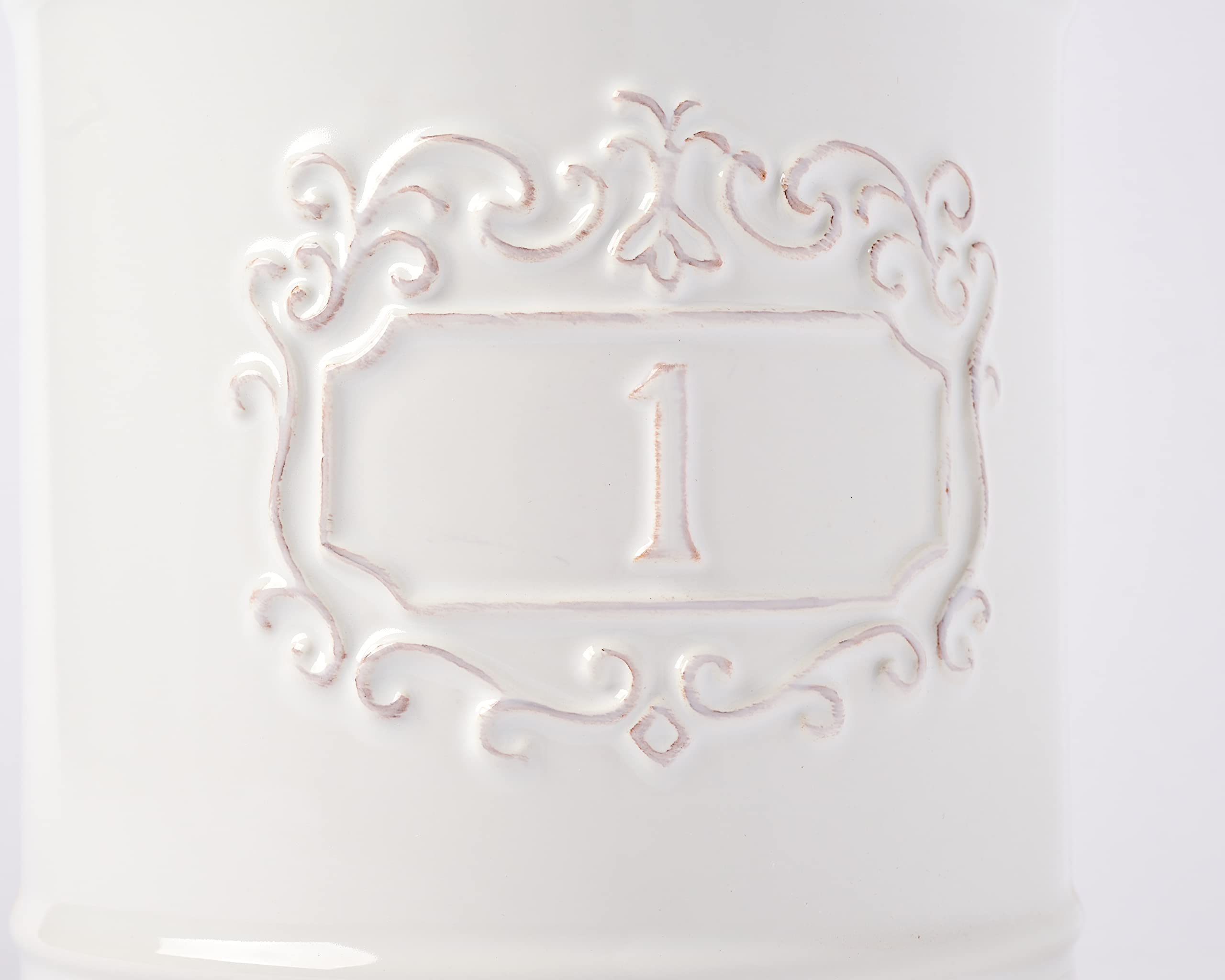 Mud Pie Kitchen Canister Set of 3 - White Ceramic Storage Containers for Flour, Sugar & Coffee | Pantry Organization & Home Decor