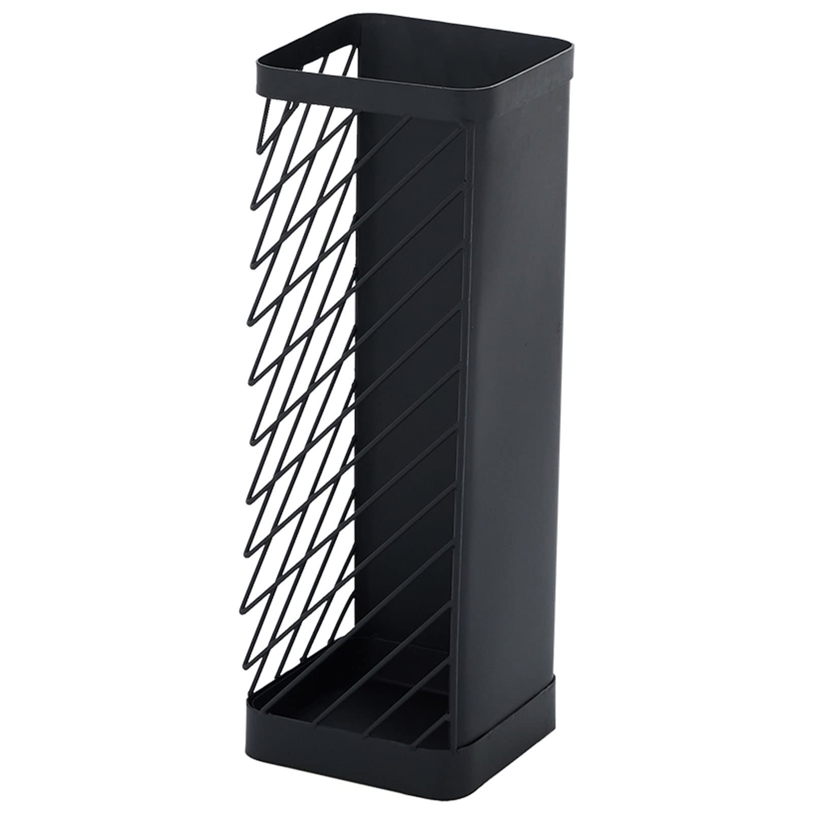 Square Umbrella Stand with Drip Tray - Hollow-Out Design Umbrella Organizer Rack for Baseball Bats, Walking Sticks - Perfect for Living Room, Office & Entryway - Waterproof & Rustproof Umbrella Holder for Indoor & Outdoor Use