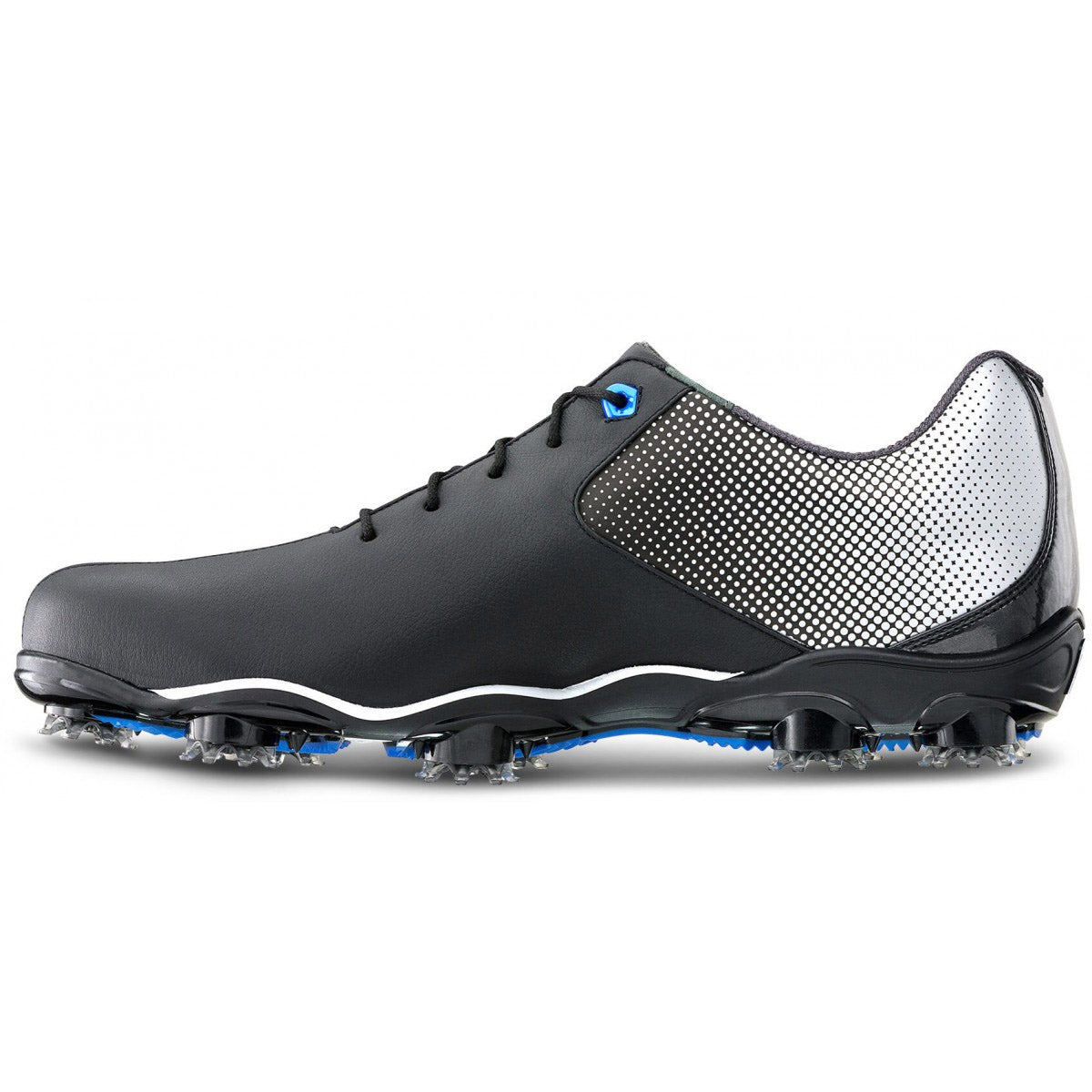 FootJoy DNA Helix Black Men's Golf Shoes – Lightweight & Waterproof Spiked Golf Shoes for Men – Perfect for Walking the Course & Wet Conditions