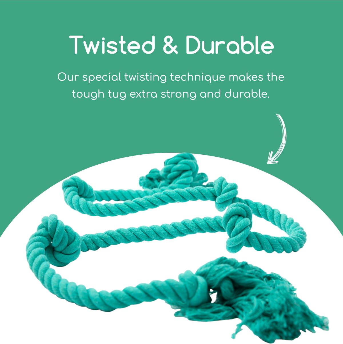 Tumbo Tough Tug Rope Dog Toy - 5ft Long Durable Rope Pull Toy with Handle for Large Dogs | Tug of War Game | Chew Resistant & Strong for Aggressive Chewers | Perfect for Outdoor Play, Training & Bonding (Bahama Blue)