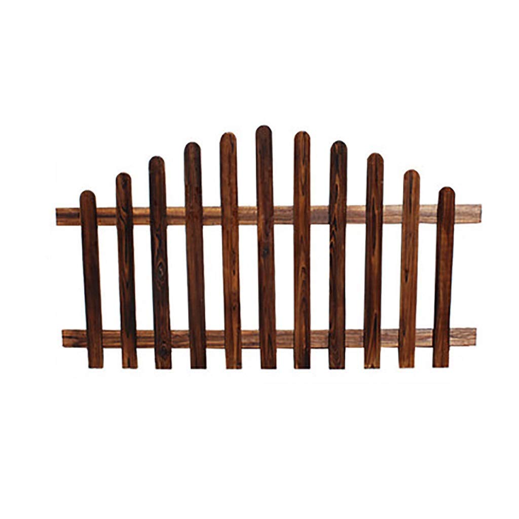 QBZS-YJ Rustic Brown Timber-Free Standing Picket Fence - Wooden Lawn Edging Decor for Garden, Yard, and Outdoor Landscape Design