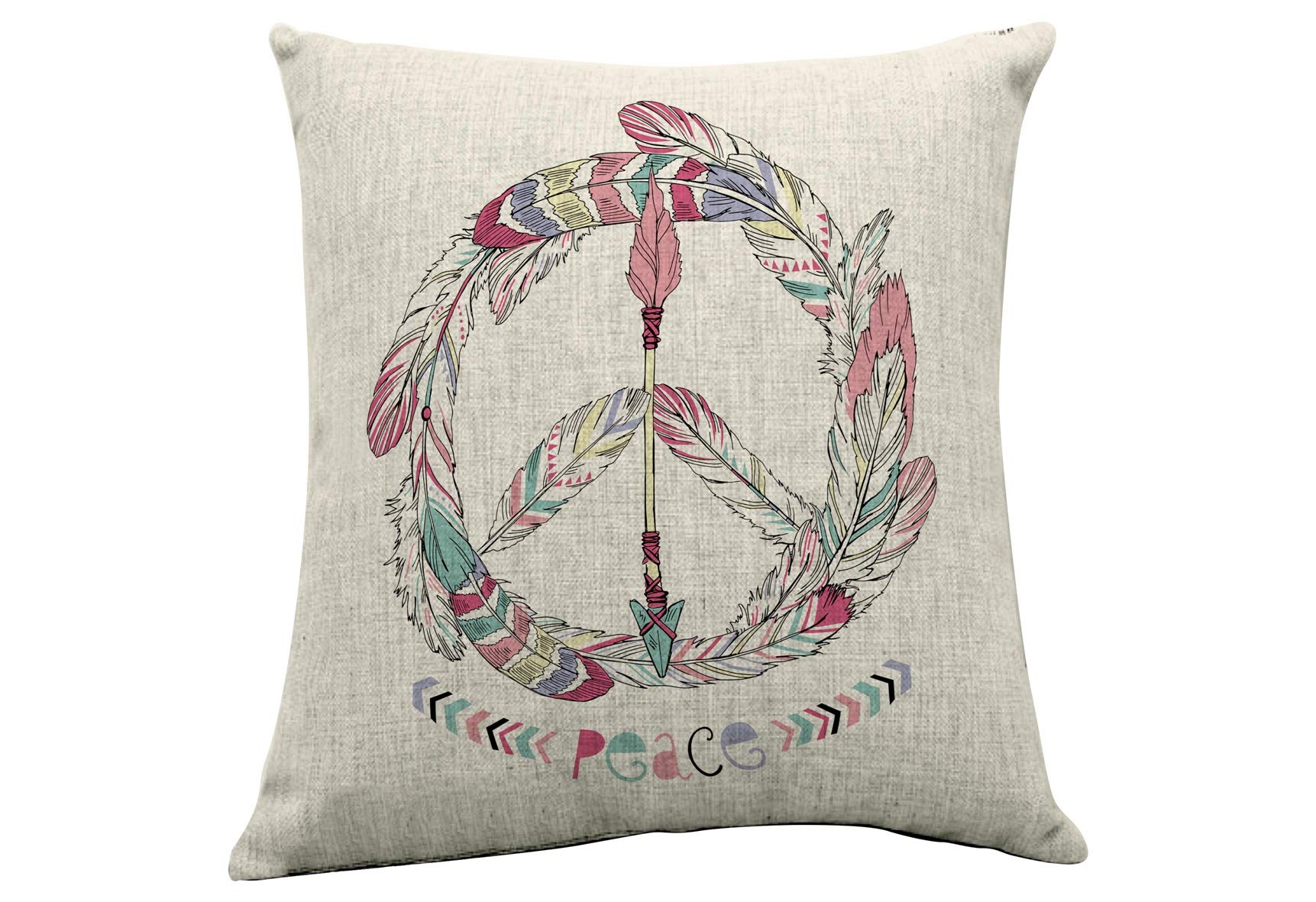 Soft and Cozy Peace Linen Throw Pillow for Couch, Bed, Sofa - Perfect for Home Decor, Living Room & Bedroom Accent