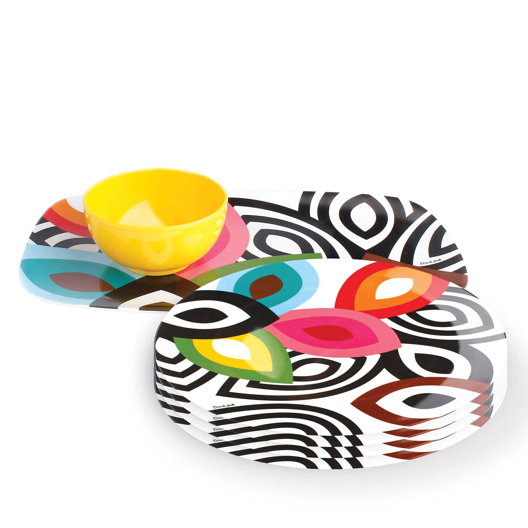 French Bulldog Melamine Dinner Plates - 4-Piece Set (11 Inch) - Durable & Lightweight Dishware for Indoor/Outdoor Use - Perfect for Picnics, BBQs, and Everyday Dining - Foli Design