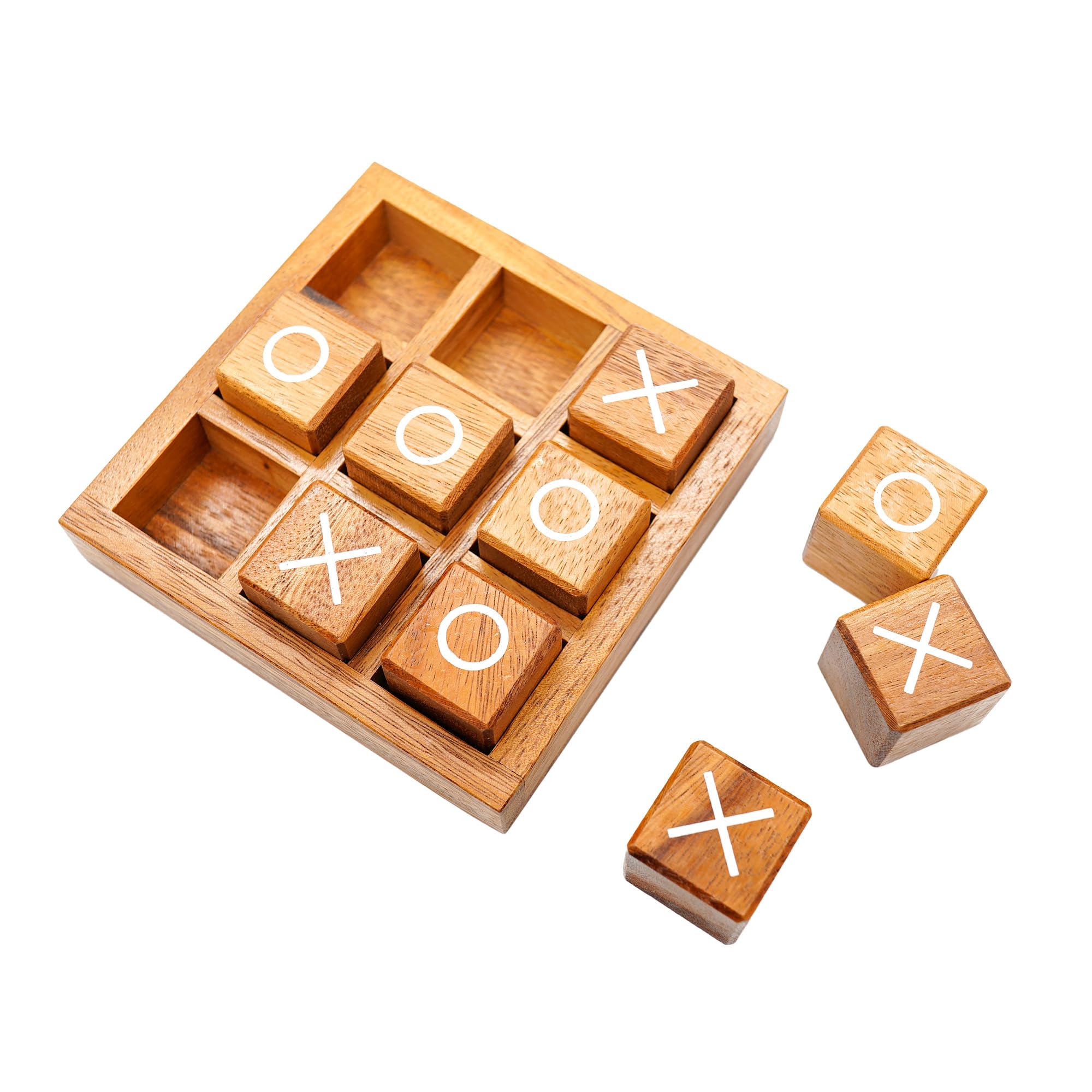 Premium Wooden XO Blocks Tic Tac Toe Game Set - 5.5 Inch Classic Board Game for Kids, Family Game Night & Adults | Rustic Farmhouse Coffee Table Decor | Unique Birthday, Christmas Gift Idea for All Occasions | Perfect for Indoor Play, Party Entertainment & Home Decoration