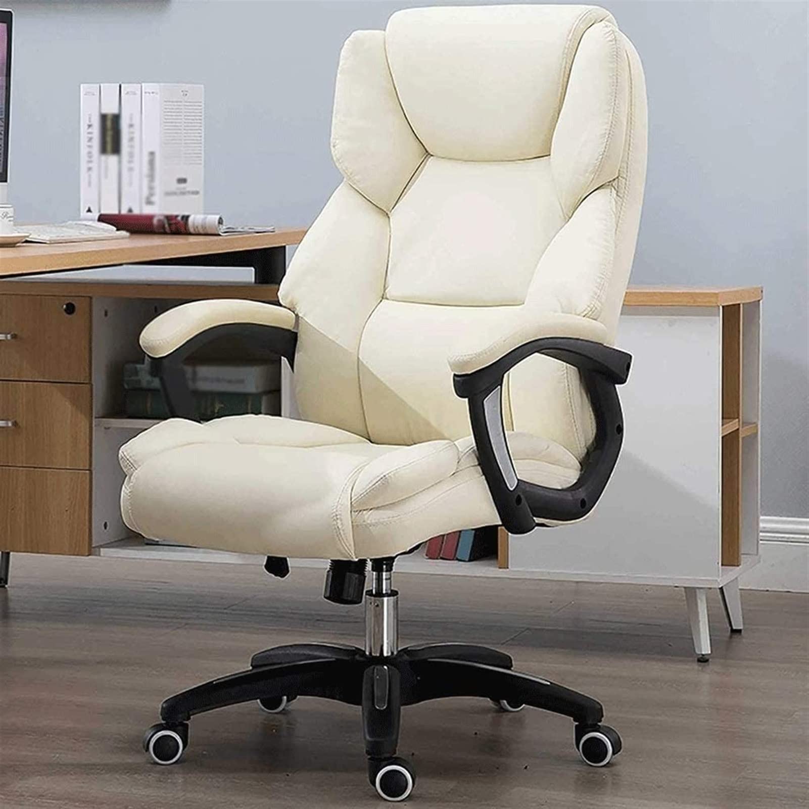 Ergonomic High Back Office Chair - PU Leather Swivel Computer Desk Chair with Adjustable Lumbar Support - Perfect for Home Office, Gaming, and Workspace (Black)
