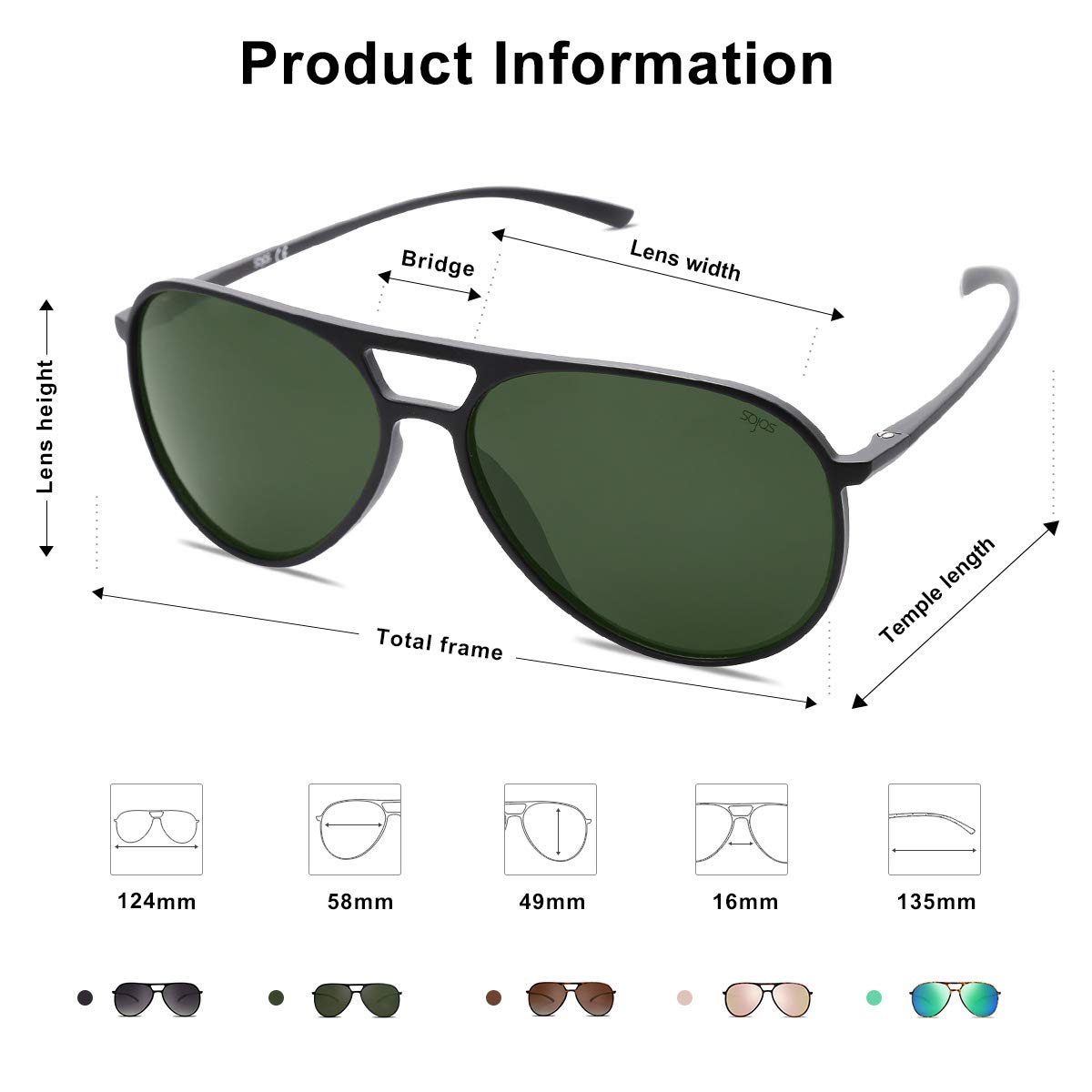 SOJOS Classic Polarized Ultra Lightweight Flexible Unisex Sunglasses SJ2065 - UV Protection for Driving, Travel & Outdoor Activities