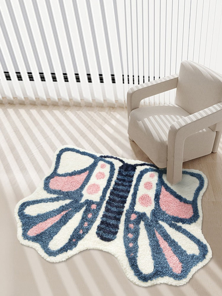 Monarch Butterfly Area Rug & Bath Mat - Non-Slip Soft Floral Decor for Living Room, Bedroom, Nursery - Eco-Friendly Home Decor Gift Idea