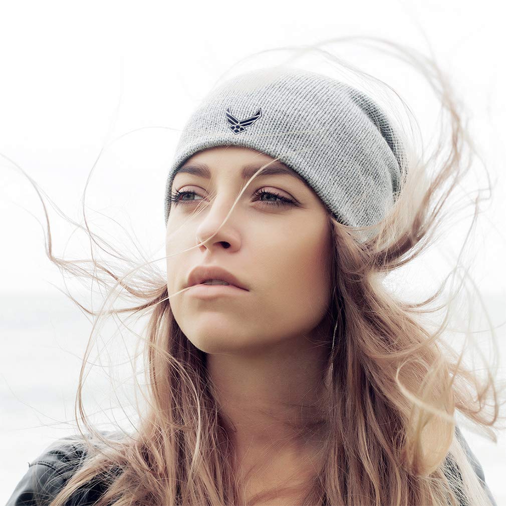 Speedy Pros Slouchy Beanie for Men & Women - Air Force Emblem Embroidery Winter Skull Cap - Warm Knit Hat for Cold Weather, Outdoor Activities, and Military Style Fashion