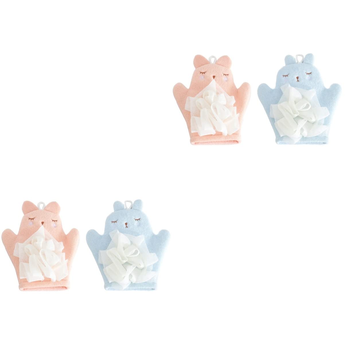 Beaupretty 2-Pack Cartoon Bath Scrub Gloves for Kids - Soft & Durable Bath Towel Cleaning Mittens for Boys & Girls - Perfect for Bath Time, Spa Day & Gentle Skin Exfoliation at Home